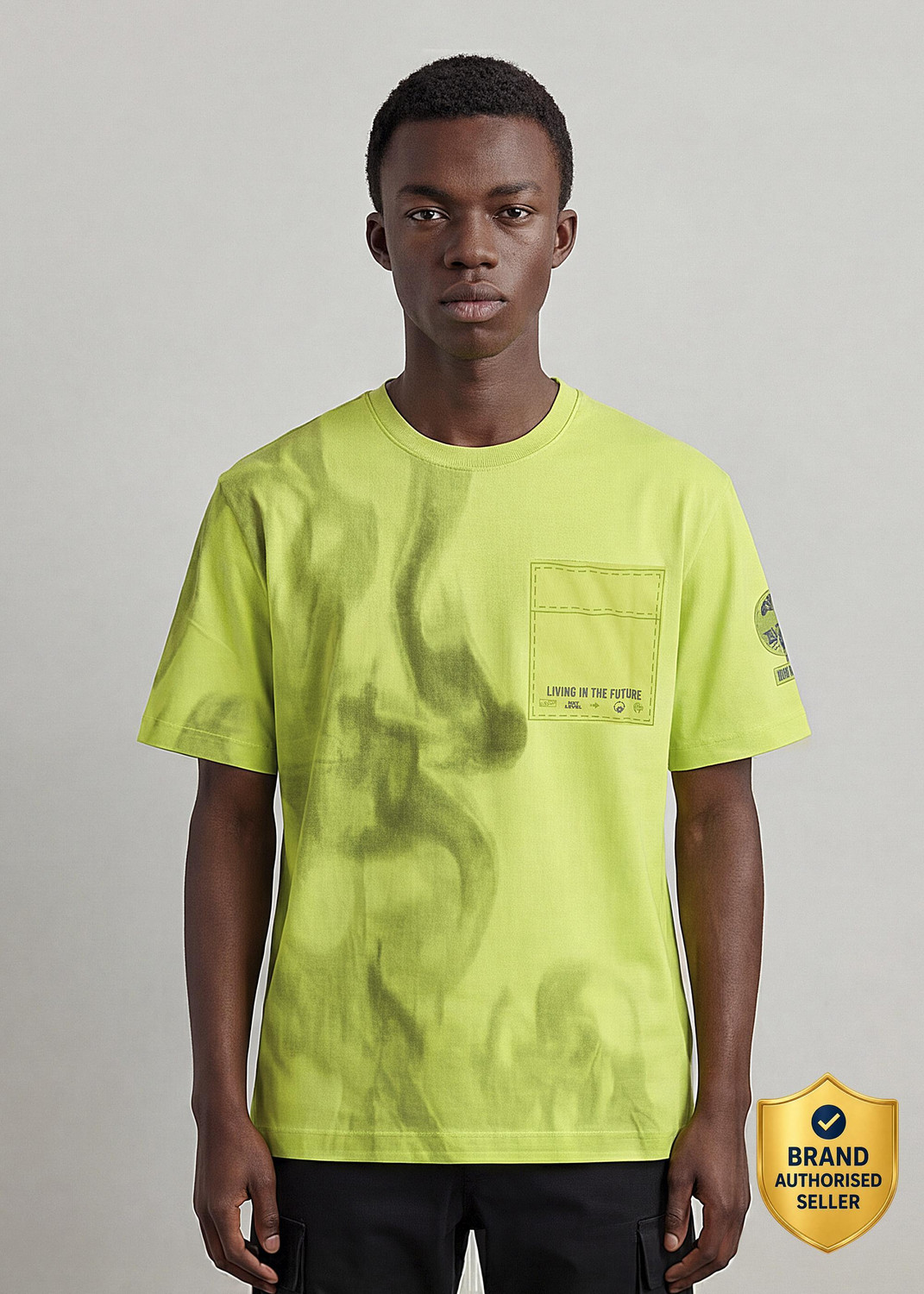 Image of KILLER Solid Men Round Neck Yellow T-Shirt