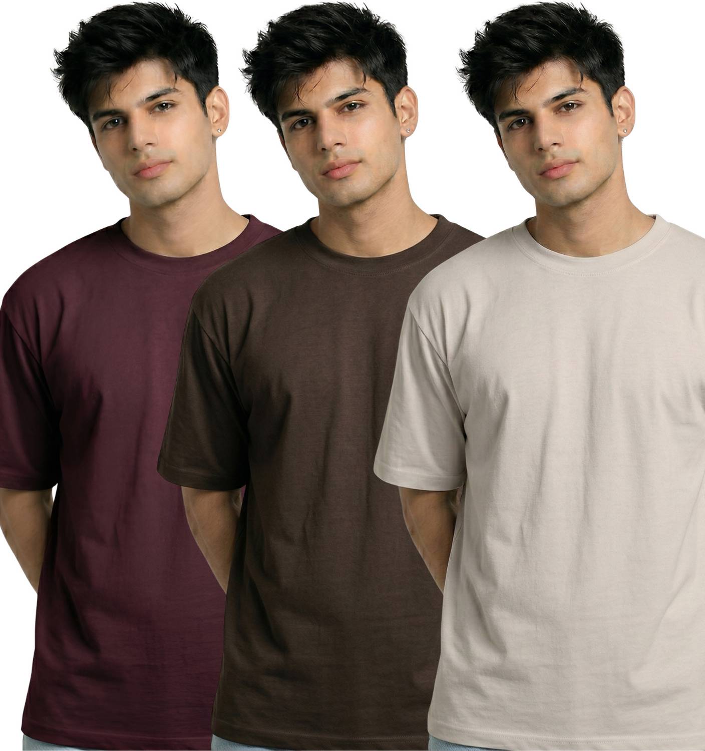 Toneos Men Maroon T-Shirt Pack of 3 - Image 1