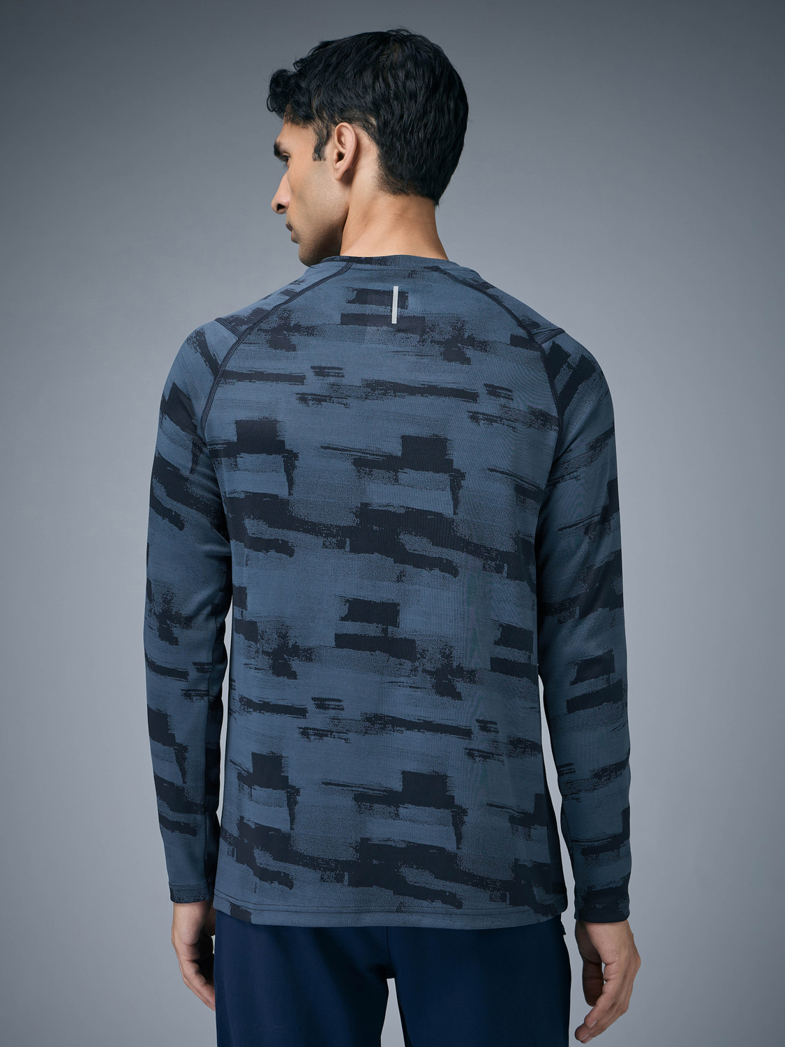 Image of TECHNOSPORT Printed Men Crew Neck Navy Blue T-Shirt