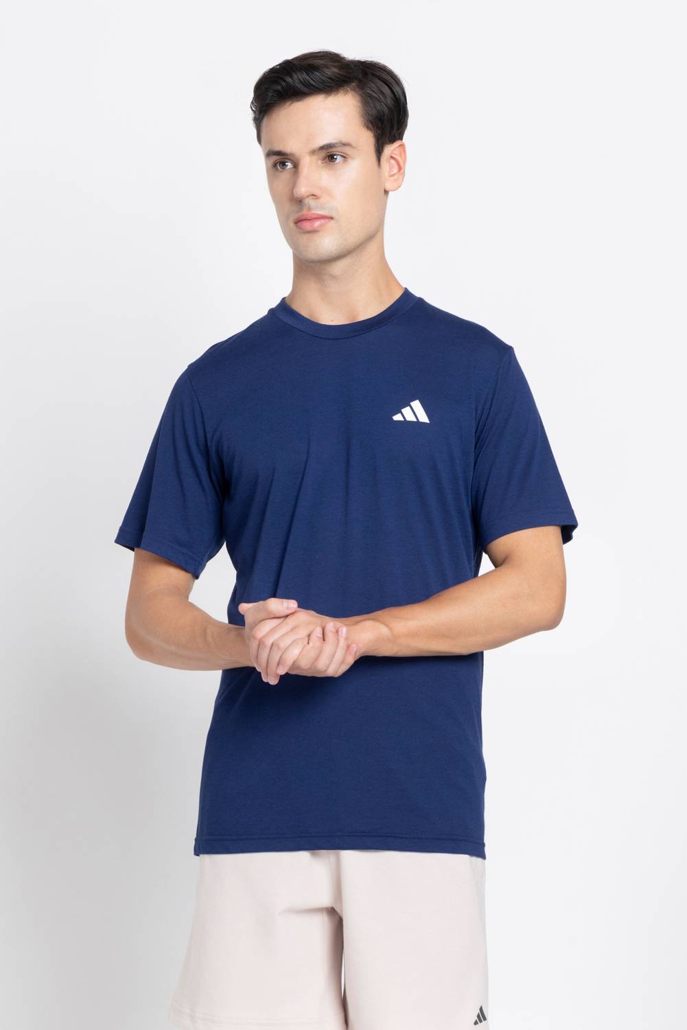 ADIDAS Printed Men Crew Neck Blue T-Shirt