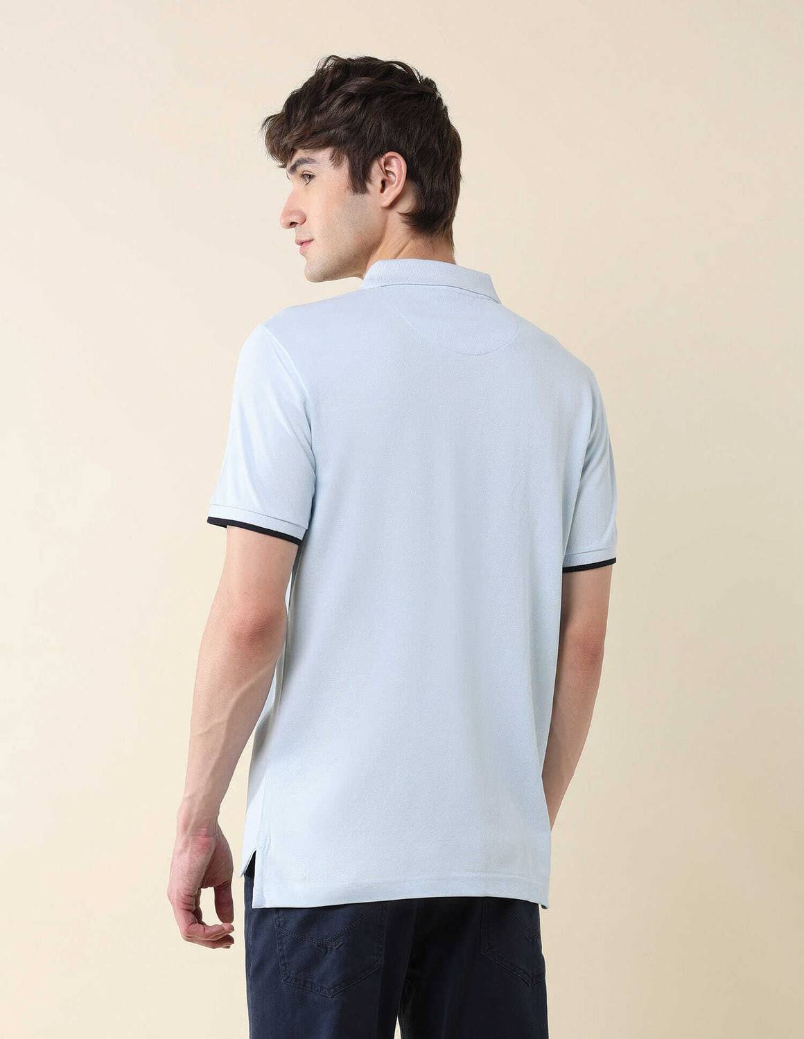 U.S. POLO ASSN. Men Light Blue Polo Neck T-Shirt - Image 5