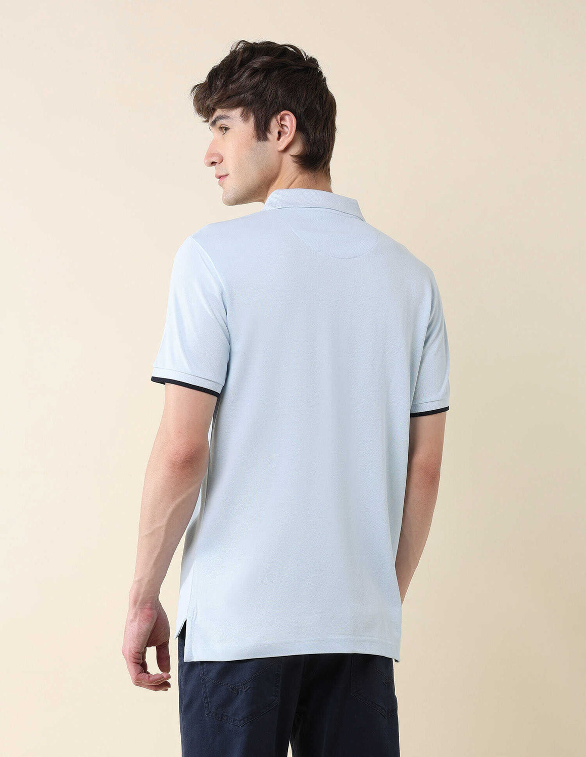 Image of U.S. POLO ASSN. Embroidered Men Polo Neck Light Blue T-Shirt
