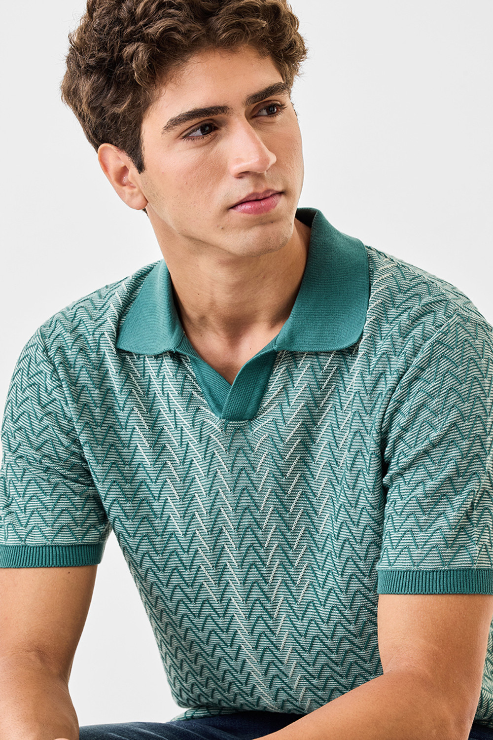 Image of Snitch Chevron /Zig Zag Men Polo Neck Blue T-Shirt
