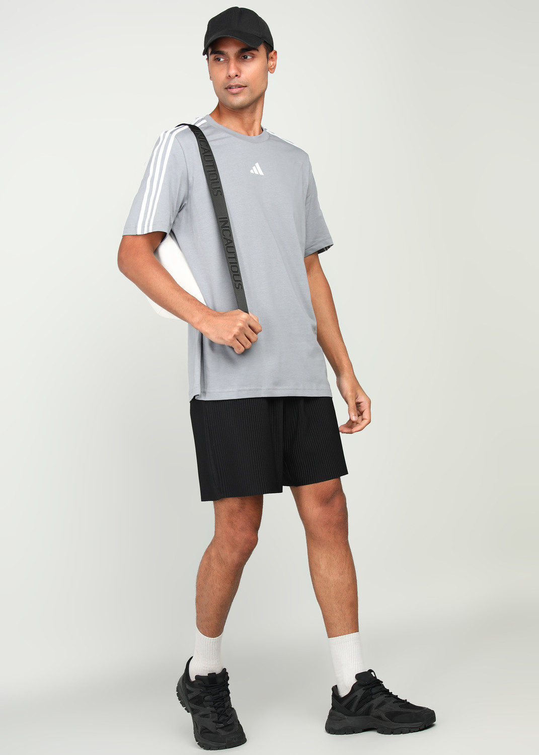 Image of ADIDAS Solid Men Round Neck Grey T-Shirt