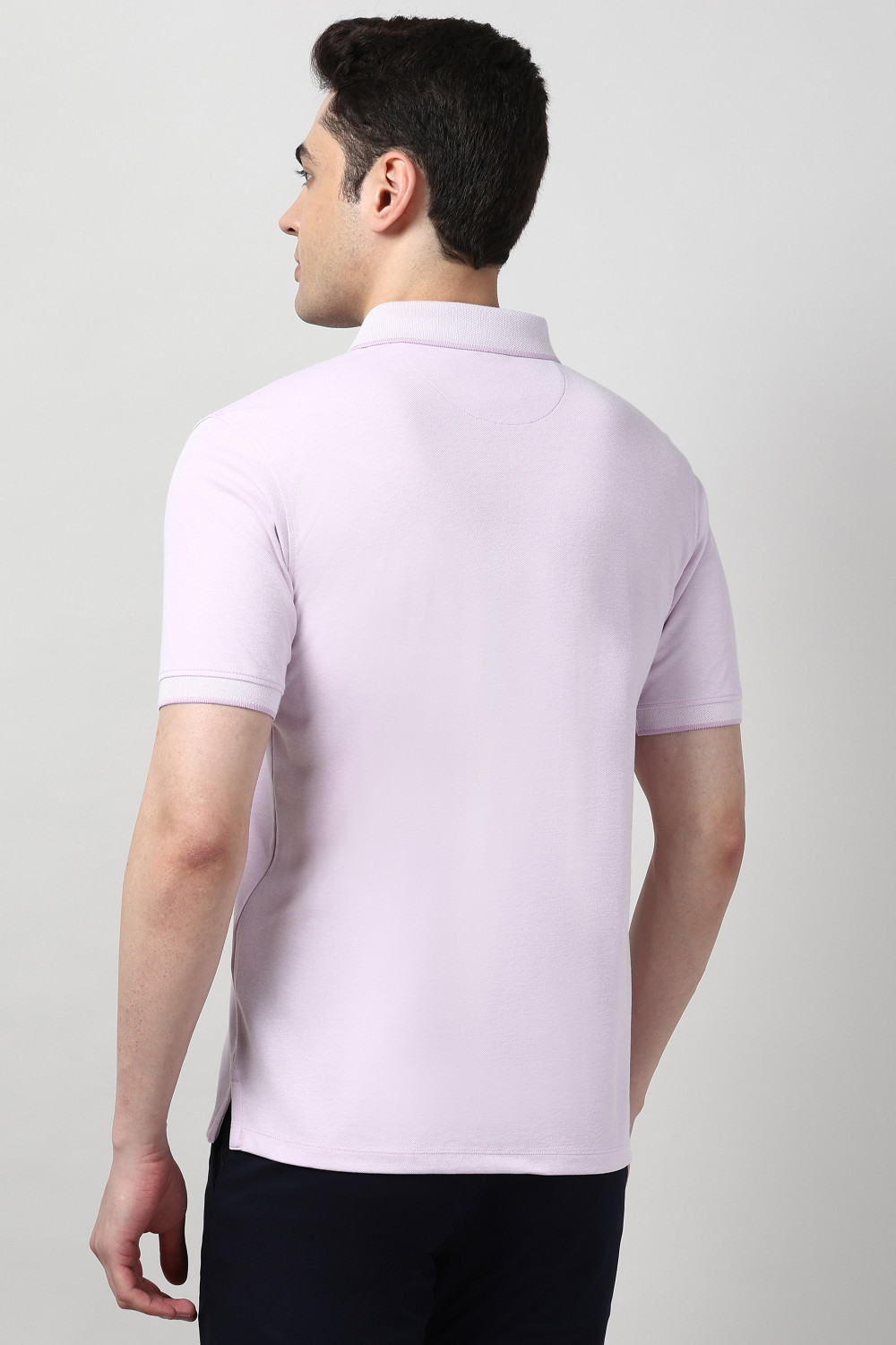 Image of PETER ENGLAND Checkered Men Polo Neck Purple T-Shirt