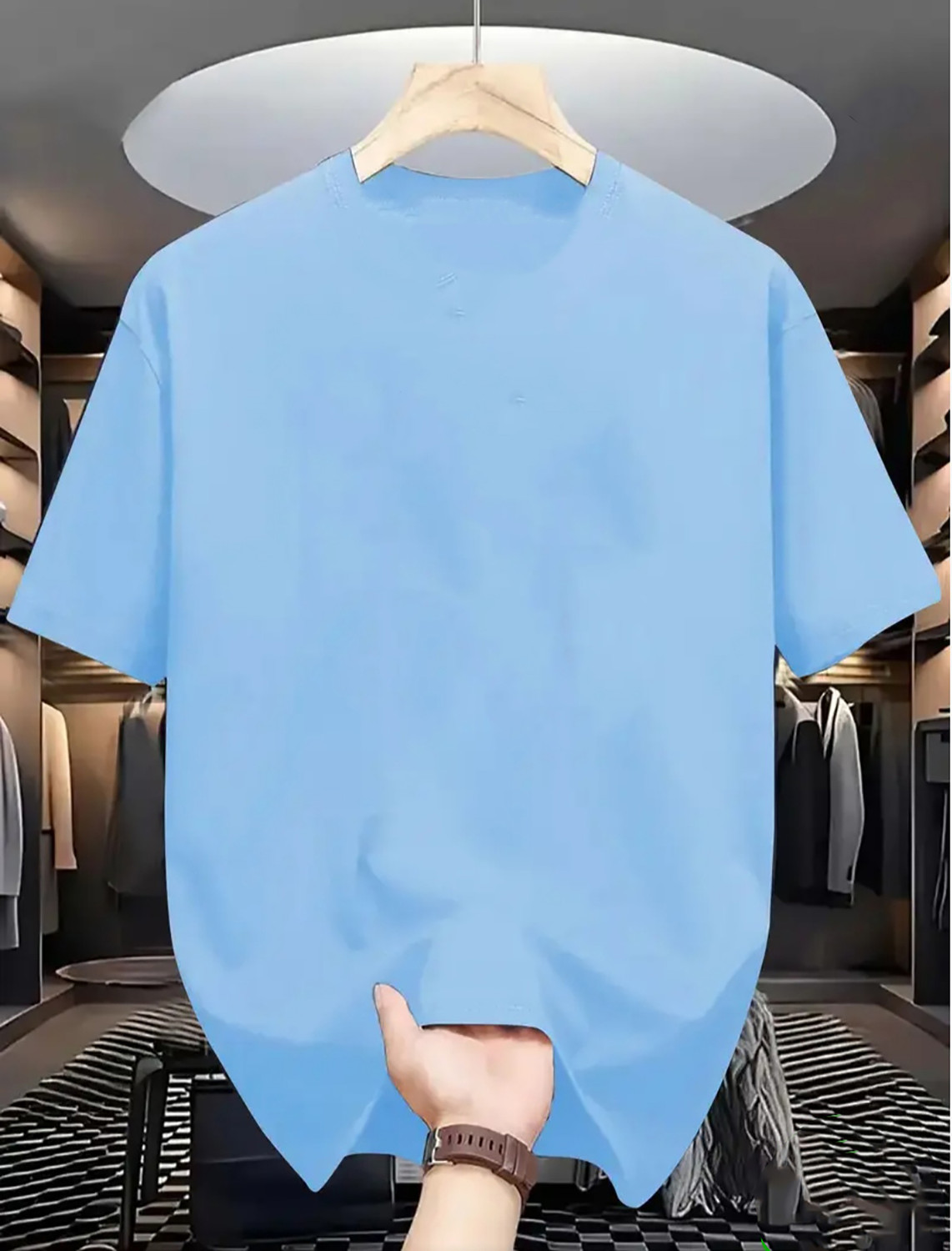Image of Magneto Printed Men Round Neck Light Blue T-Shirt