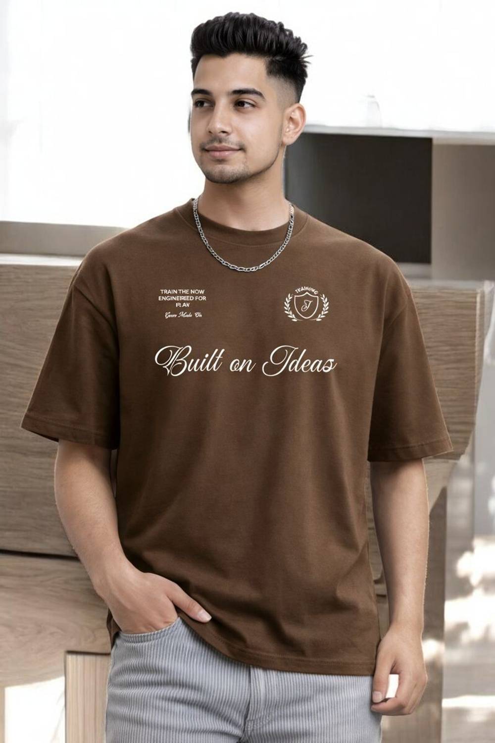 bhav Printed Men Round Neck Brown T-Shirt