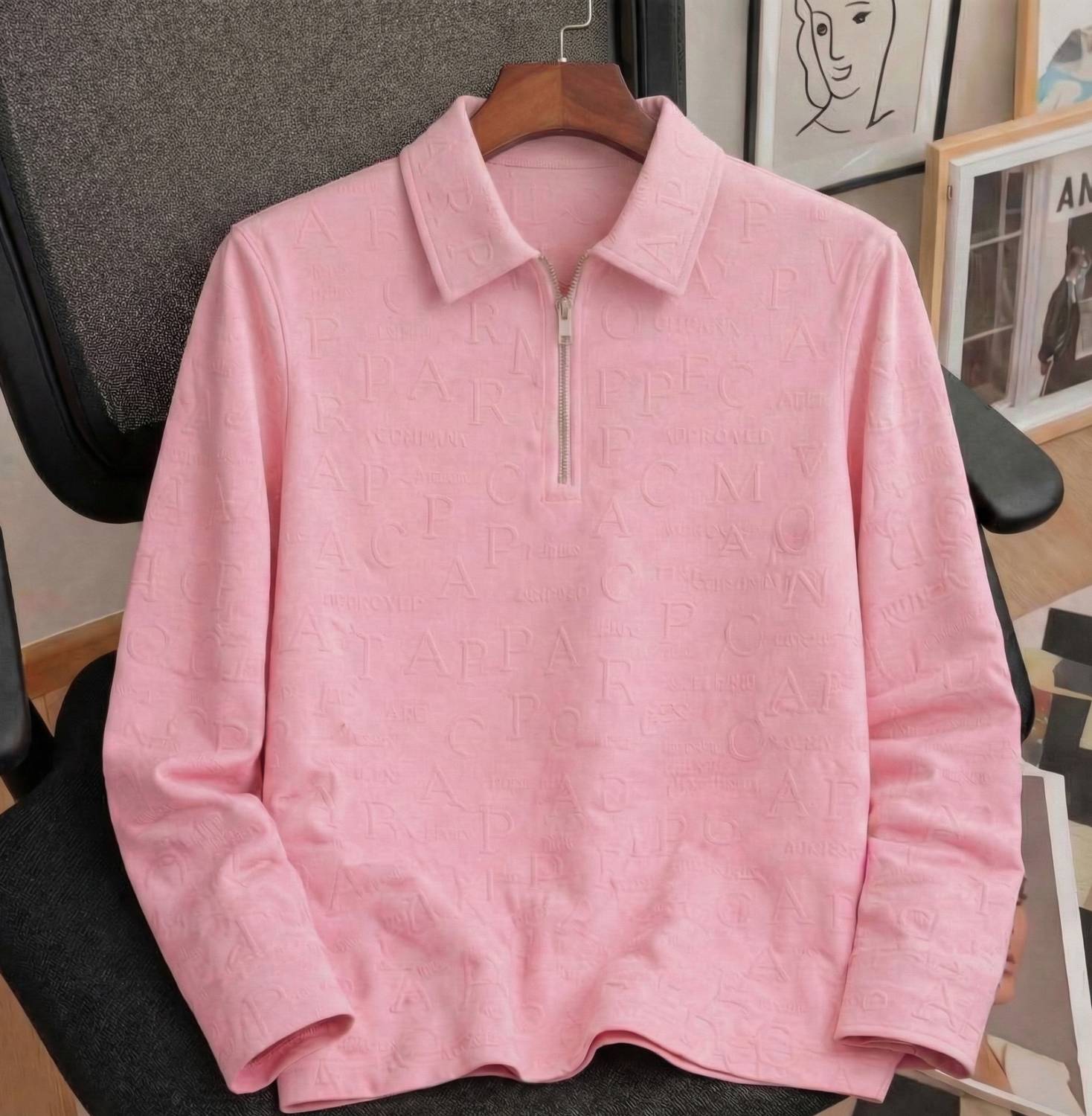 Try This Men Solid Polo Neck Cotton Blend Pink T-Shirt