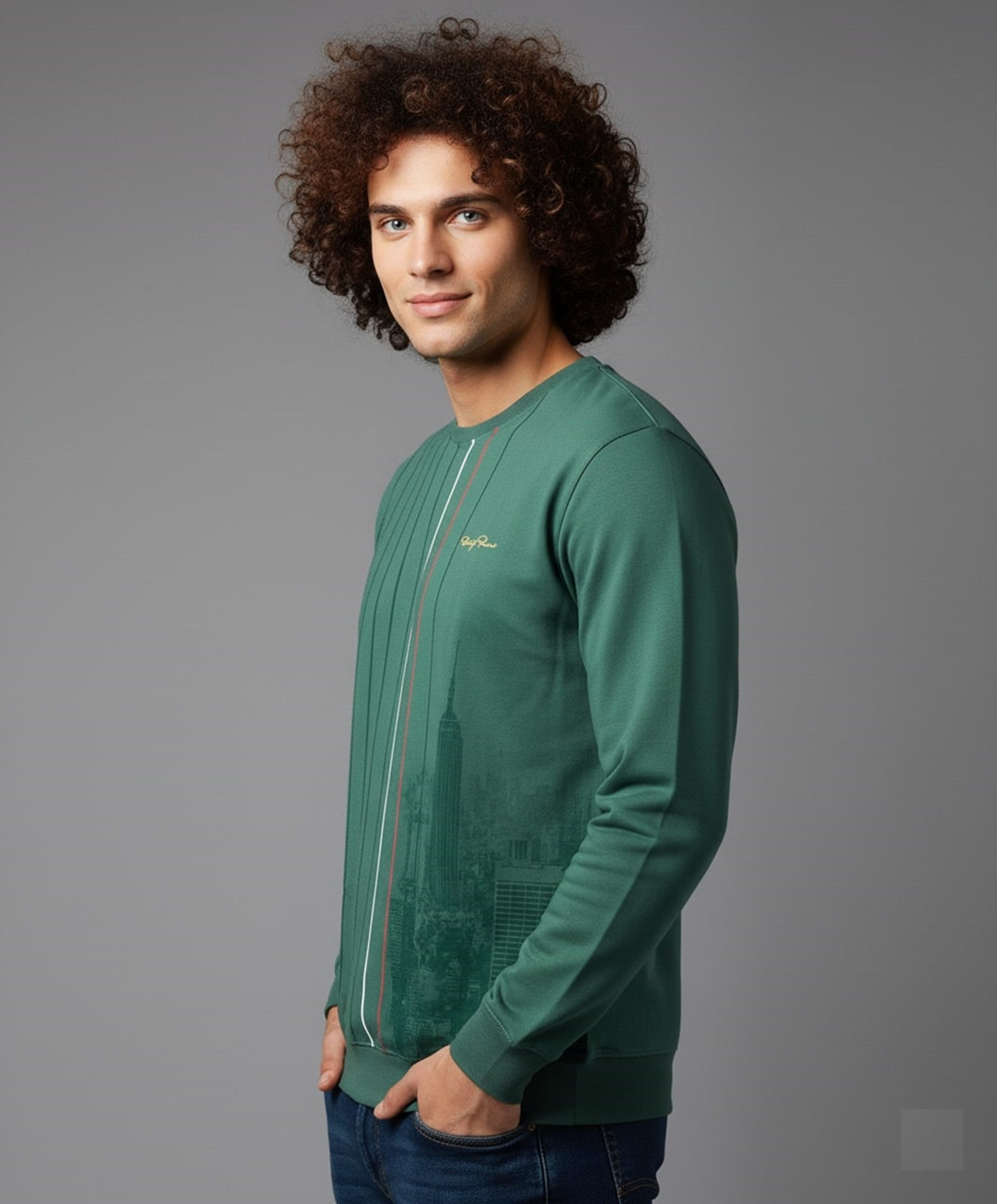 Image of TREND SANDAS PIPER Printed Men Round Neck Green T-Shirt