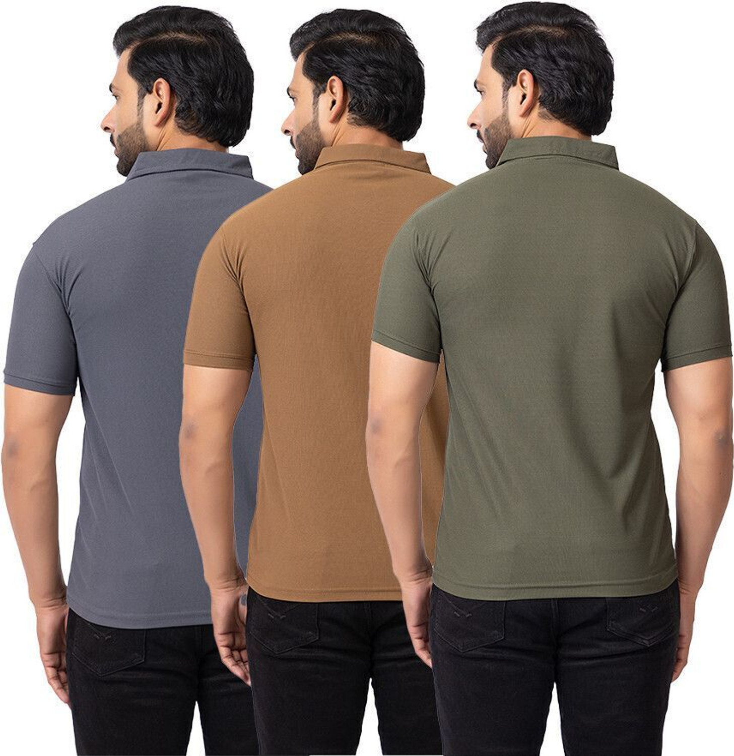 Image of BUFFARO Solid Men Polo Neck Multicolor T-Shirt