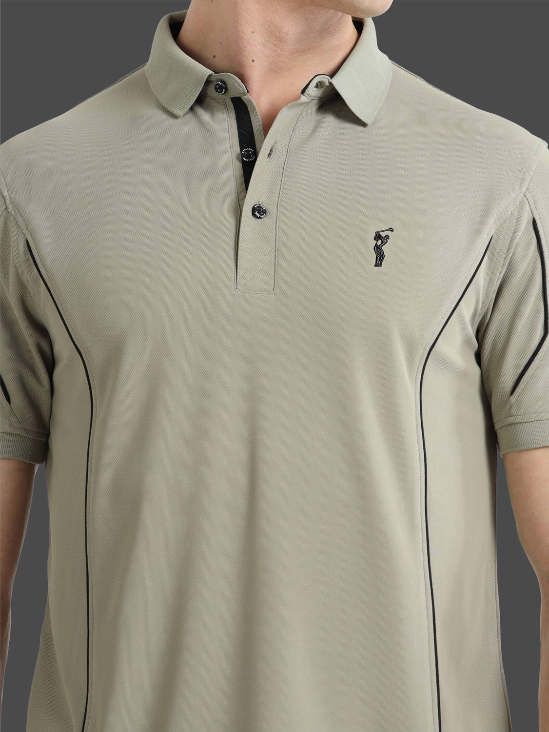 Image of Stellers Solid Men Polo Neck Grey T-Shirt