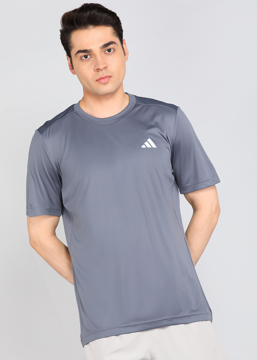 Image of ADIDAS Printed Men Crew Neck Black T-Shirt