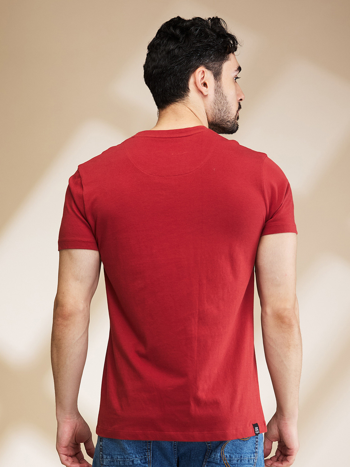 Image of BEING HUMAN Printed Men Crew Neck Red T-Shirt