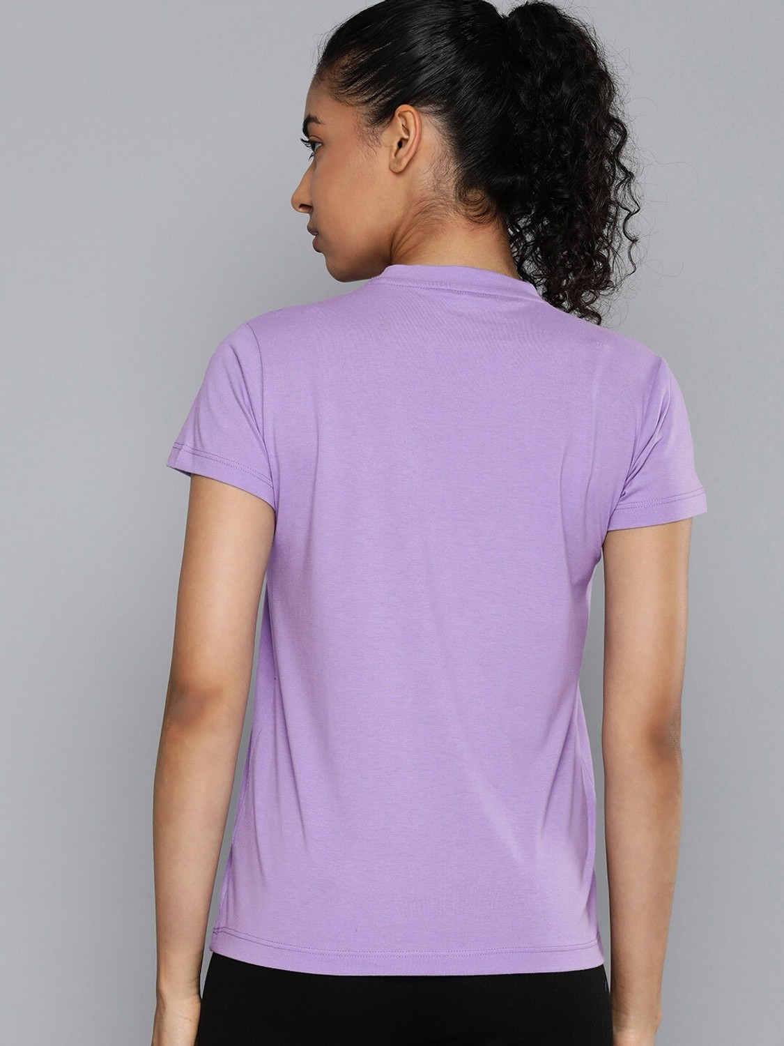 Image of HRX by Hrithik Roshan Printed Women Round Neck Purple T-Shirt