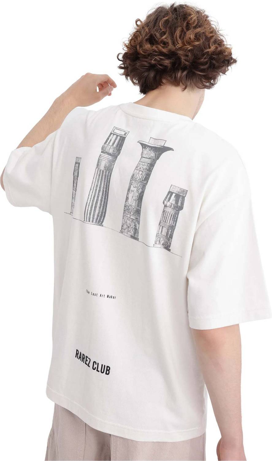 RARE RABBIT Men Graphic Print Crew Neck Cotton Blend White T-Shir