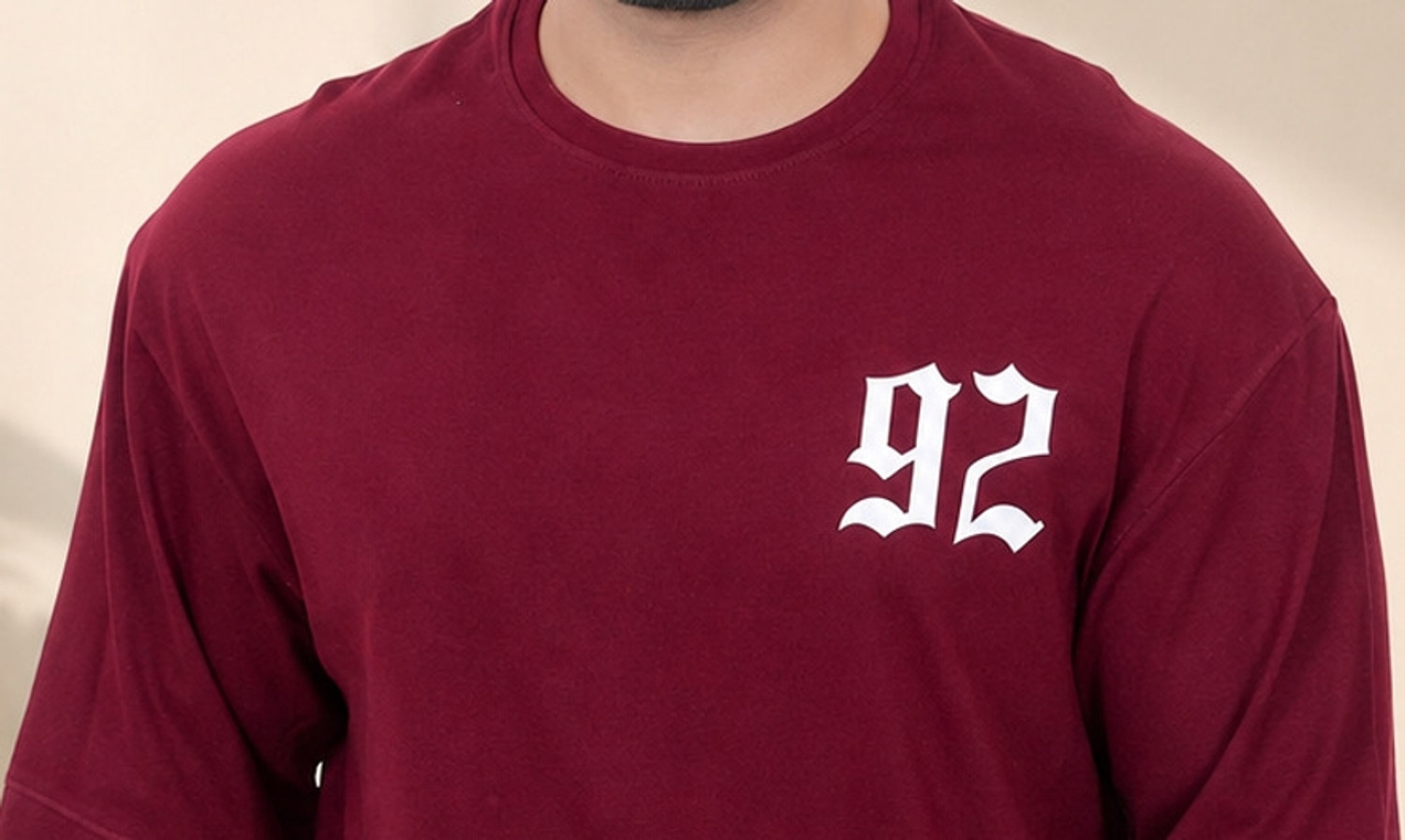 Image of E-MAX Typography Men Round Neck Maroon T-Shirt