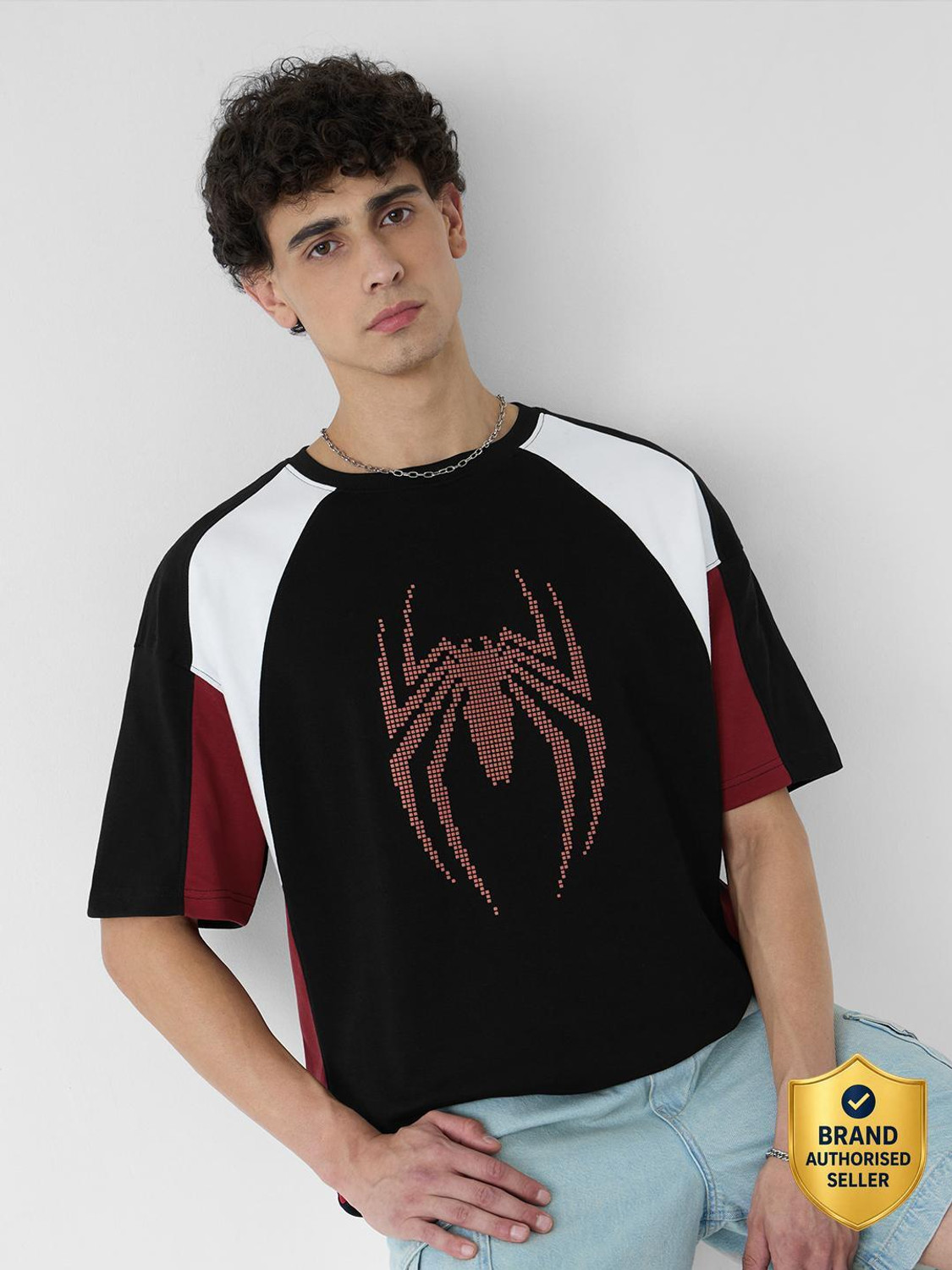 Image of The Souled Store Printed Men Round Neck Black T-Shirt