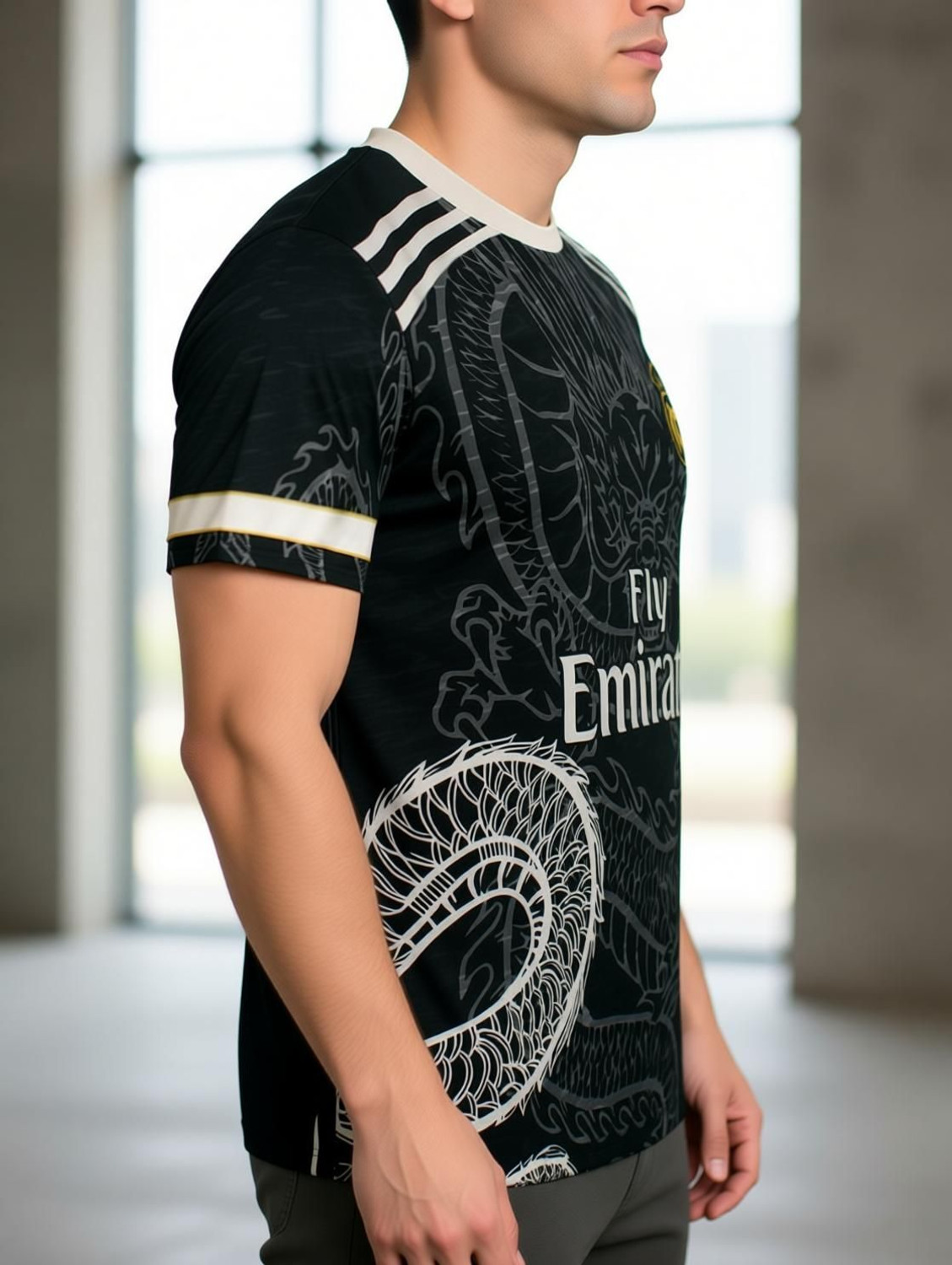 Image of QDIS TEXOFAB PVT LTD Printed Men Round Neck Black T-Shirt