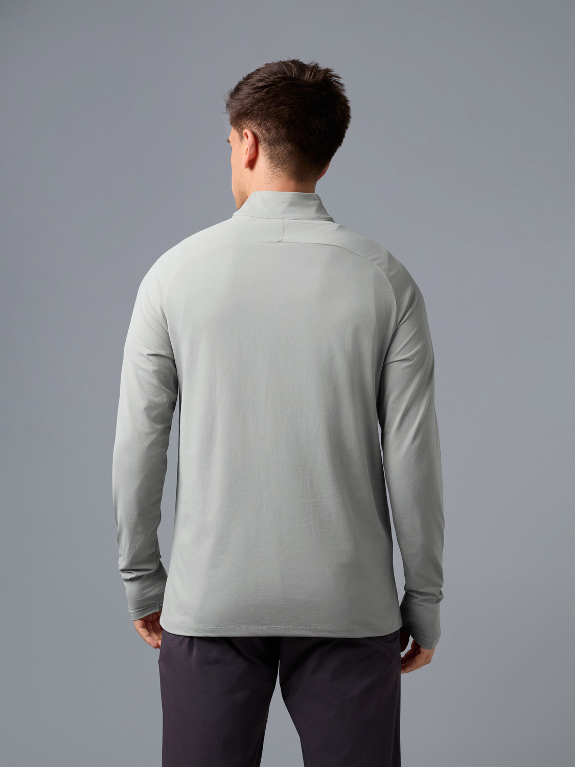 Image of TECHNOSPORT Solid Men High Neck Grey T-Shirt