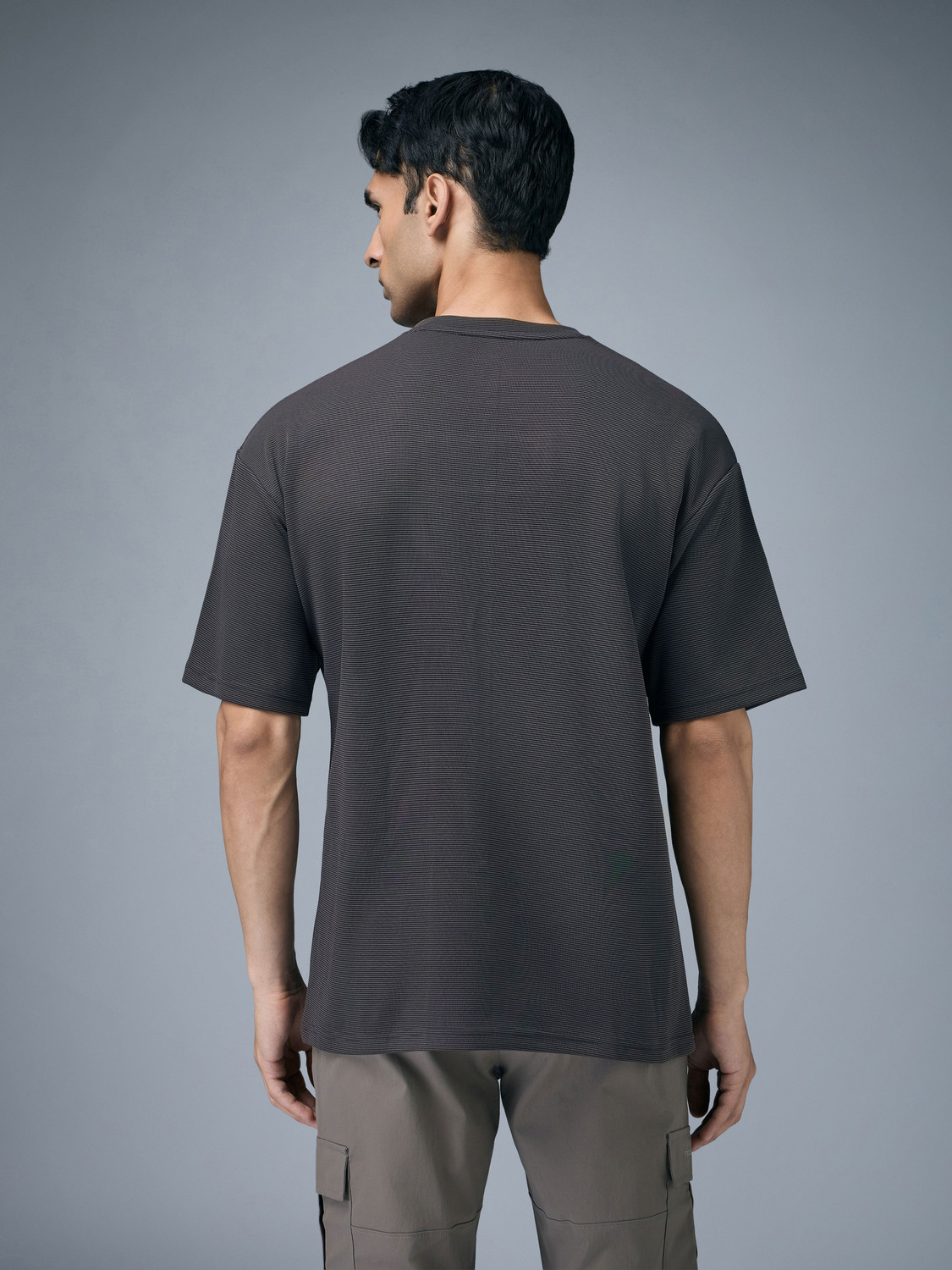 Image of TECHNOSPORT Self Design Men Round Neck Grey T-Shirt