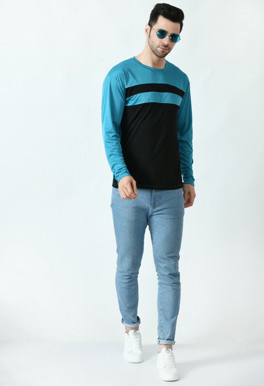 Image of Dam Colorblock Men Round Neck Multicolor T-Shirt