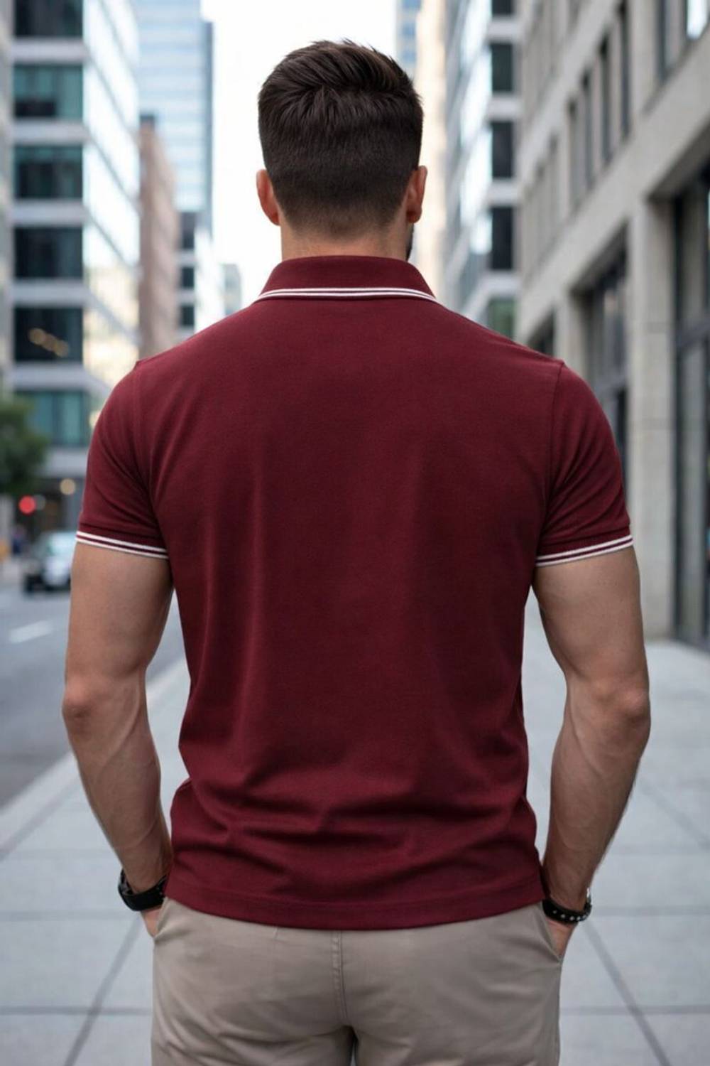 ALIFORNIA Men Maroon Polo Neck T-Shirt - Image 2