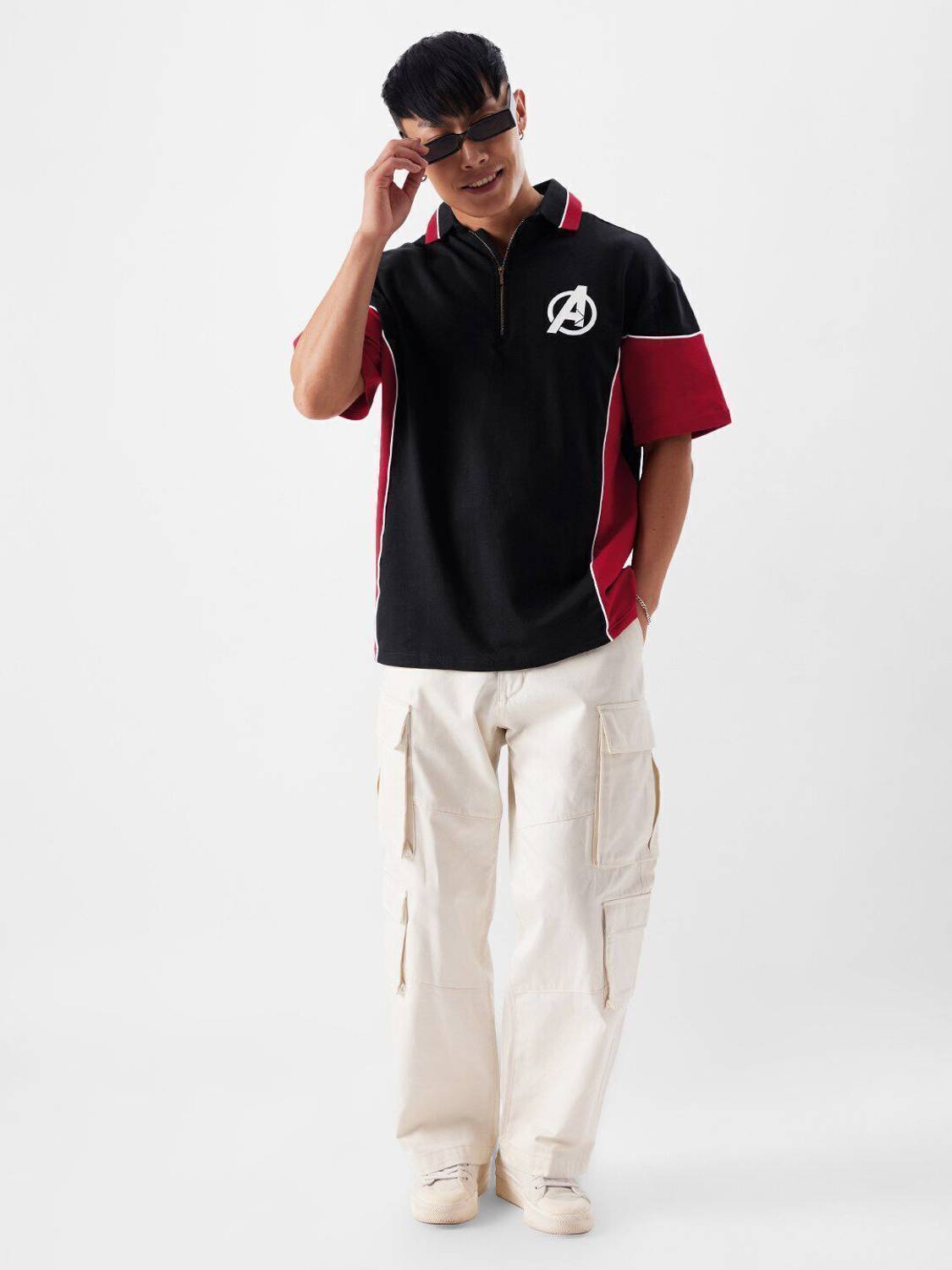 Dattebayo Men Black, Red Polo Neck T-Shirt - Image 5
