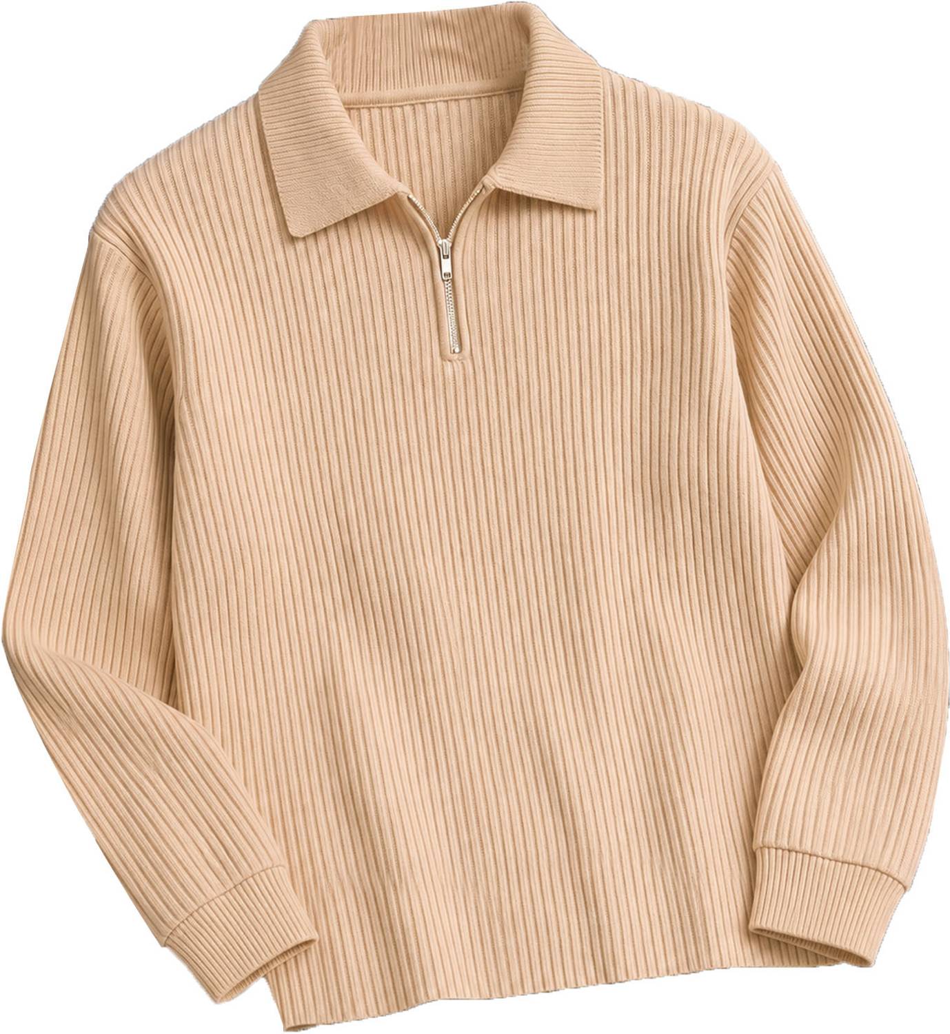 AOOSH Men Zip Neck Beige T-Shirt - Image 5