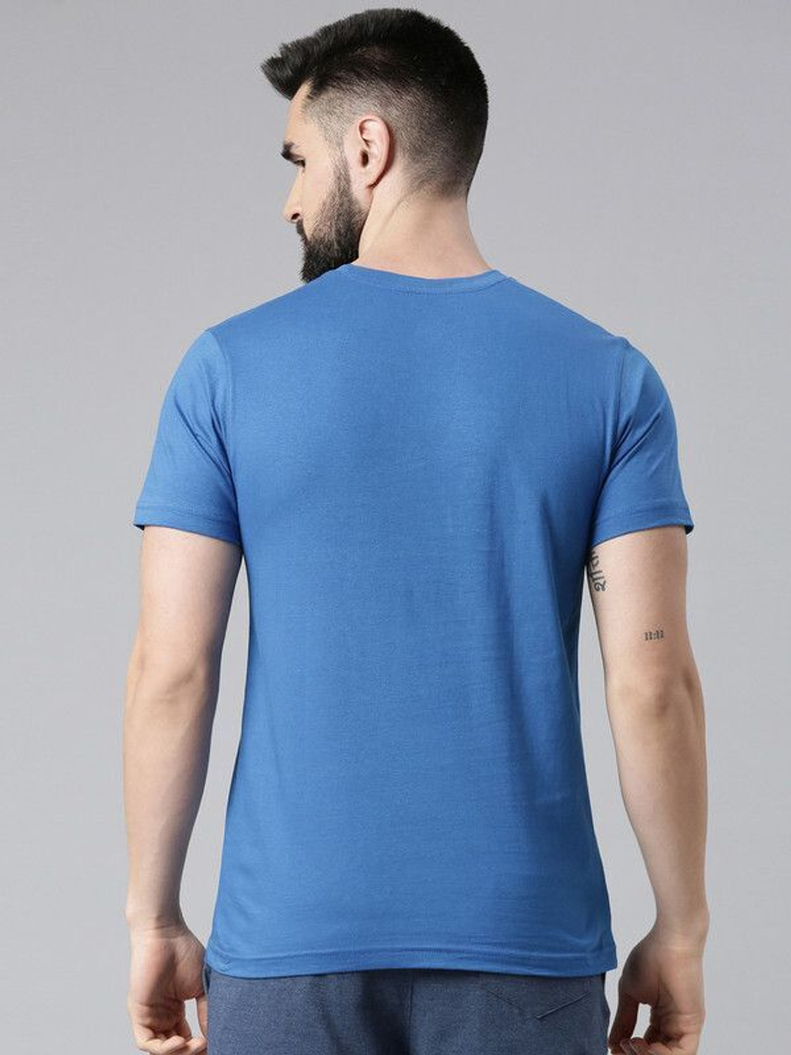 Image of Force NXT Solid Men Round Neck Blue T-Shirt