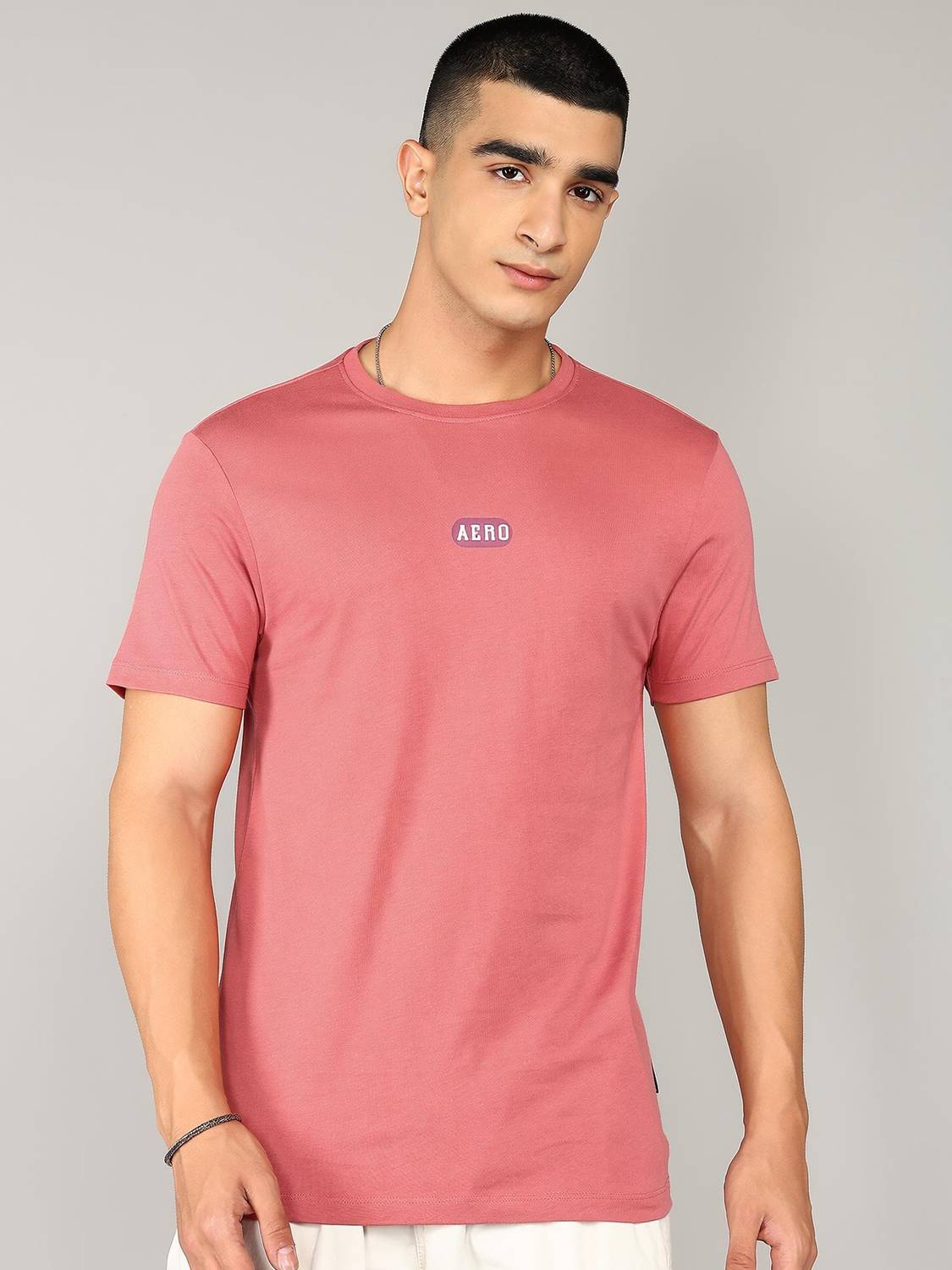 AEROPOSTALE Typography Men Round Neck Pink T-Shirt