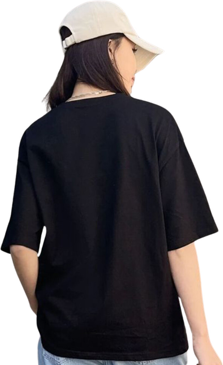 Image of Cool Plus Graphic Print Women Round Neck Black T-Shirt