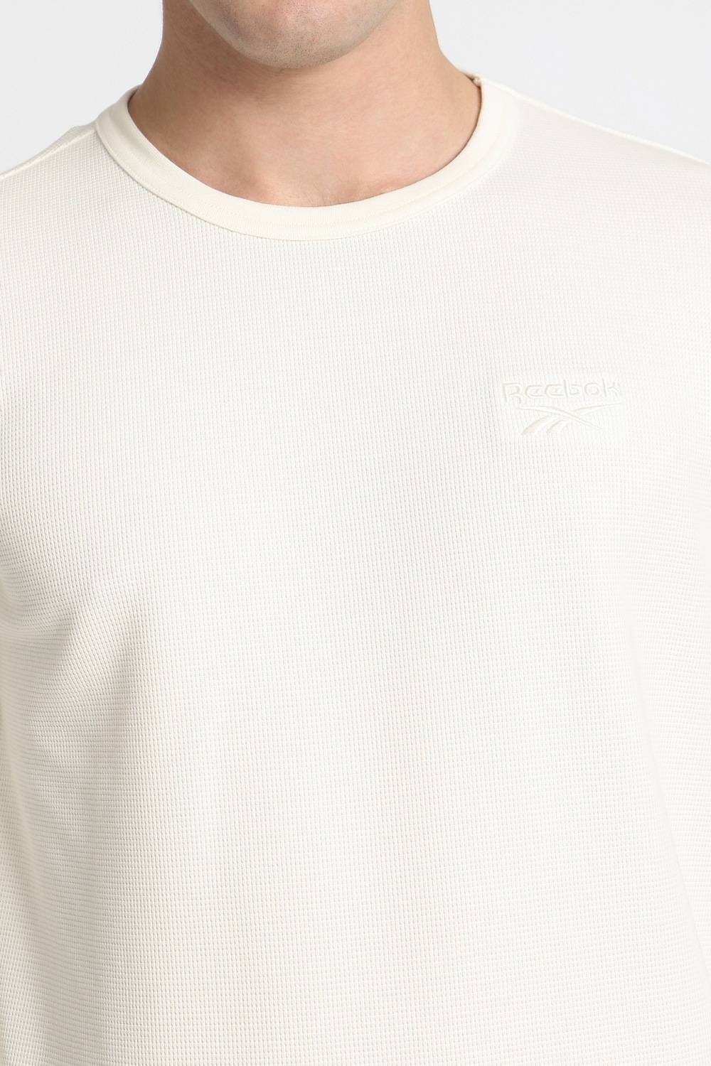 REEBOK Men White Round Neck T-Shirt - Image 4