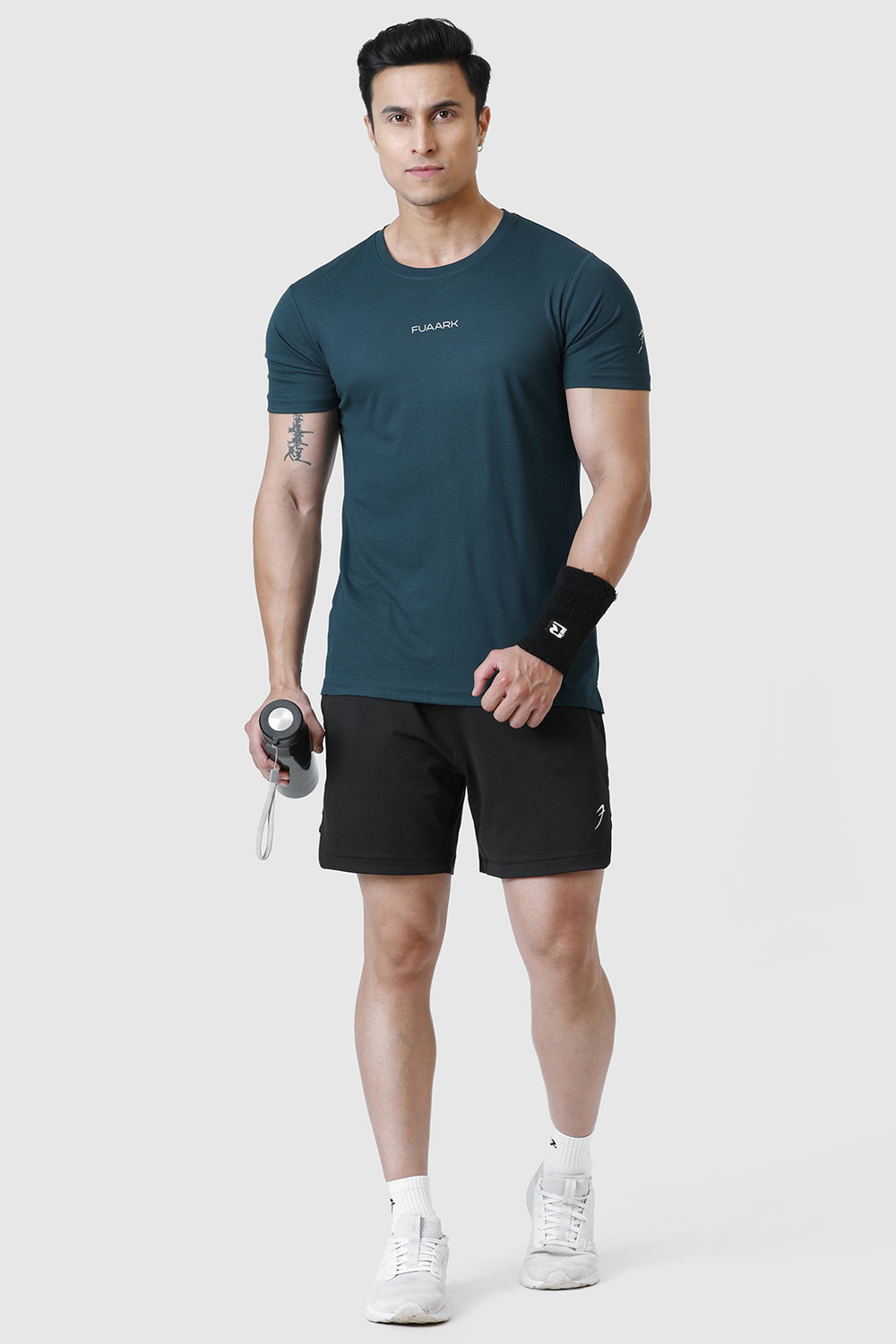 Image of FuaarK Checkered Men Round Neck Dark Green T-Shirt