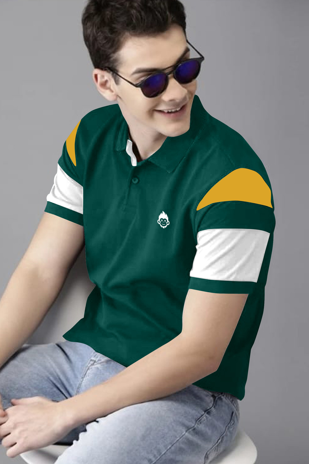 Image of SANJU Striped Men Polo Neck Multicolor T-Shirt