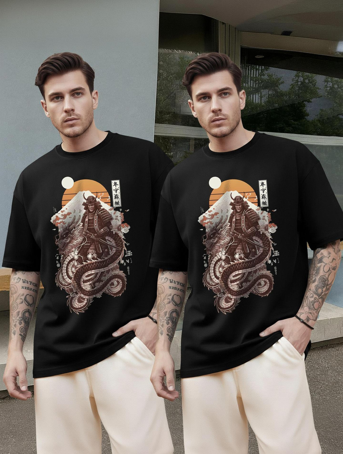 Image of TRIPR Typography Men Round Neck Black T-Shirt