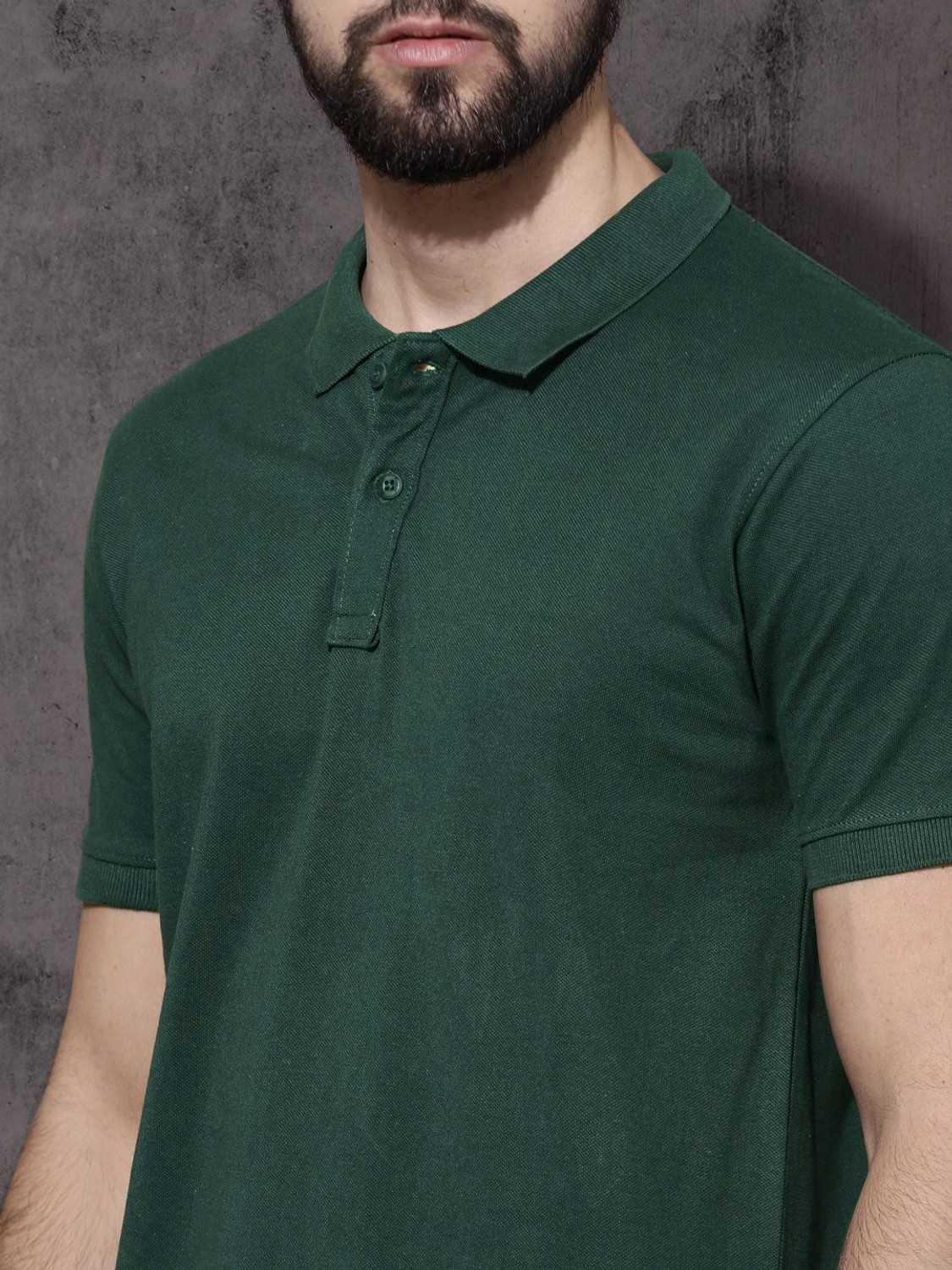 Image of Roadster Solid Men Polo Neck Green T-Shirt