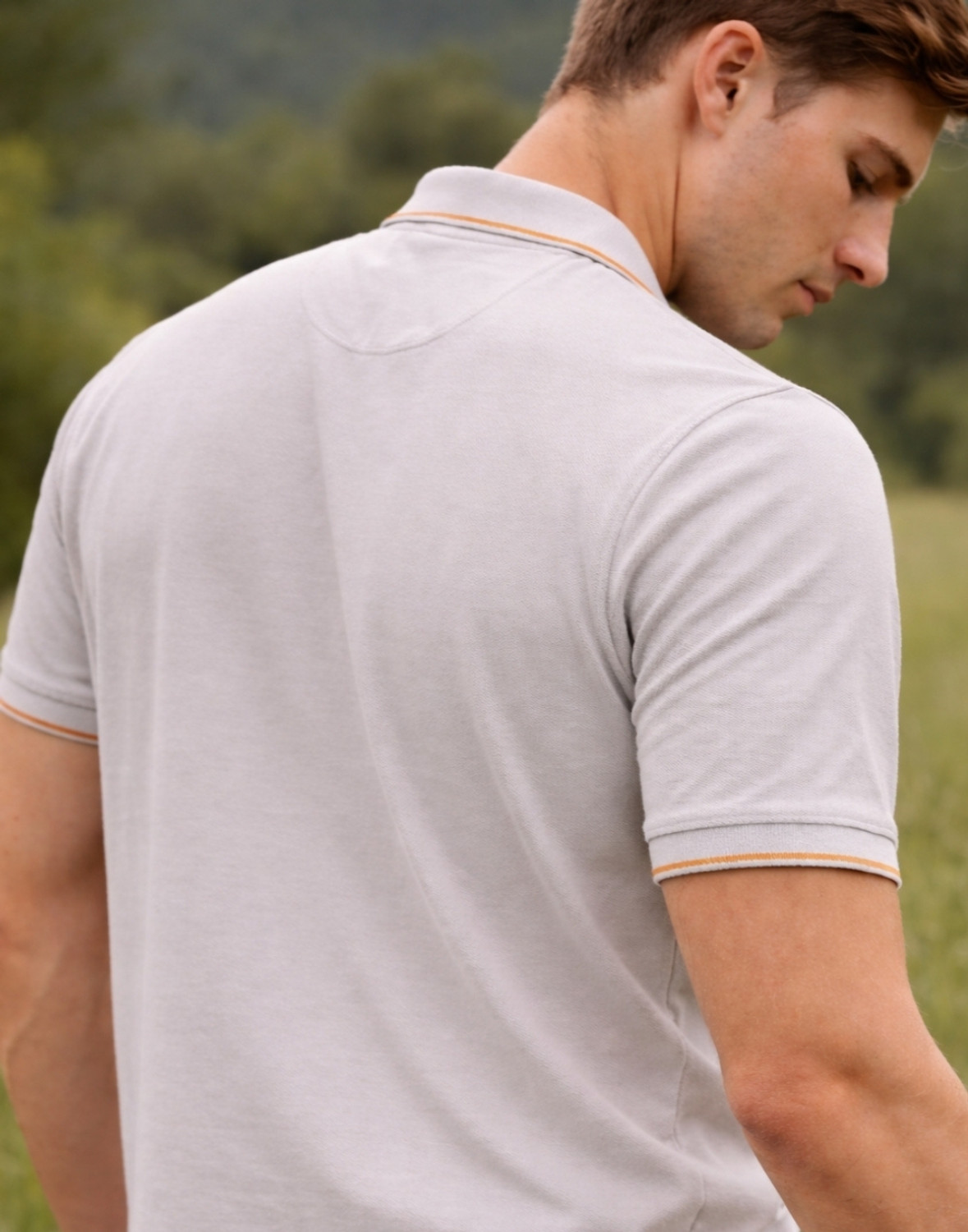 Image of LOUIS PHILIPPE Solid Men Polo Neck Grey T-Shirt