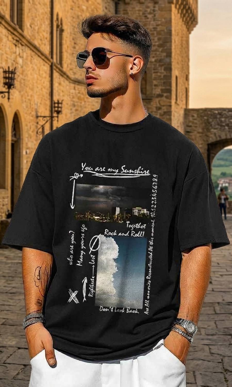 FastColors Men Printed Round Neck Polyester Black T-Shirt