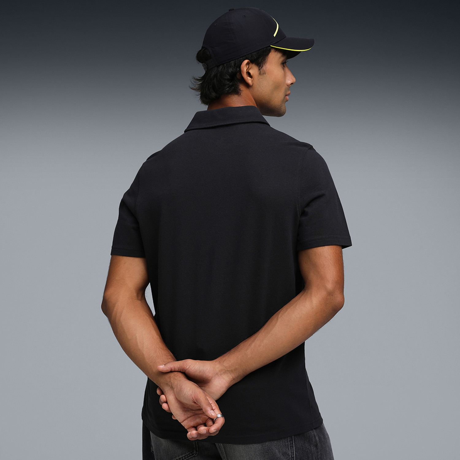 Image of PUMA Solid Men Polo Neck Black T-Shirt