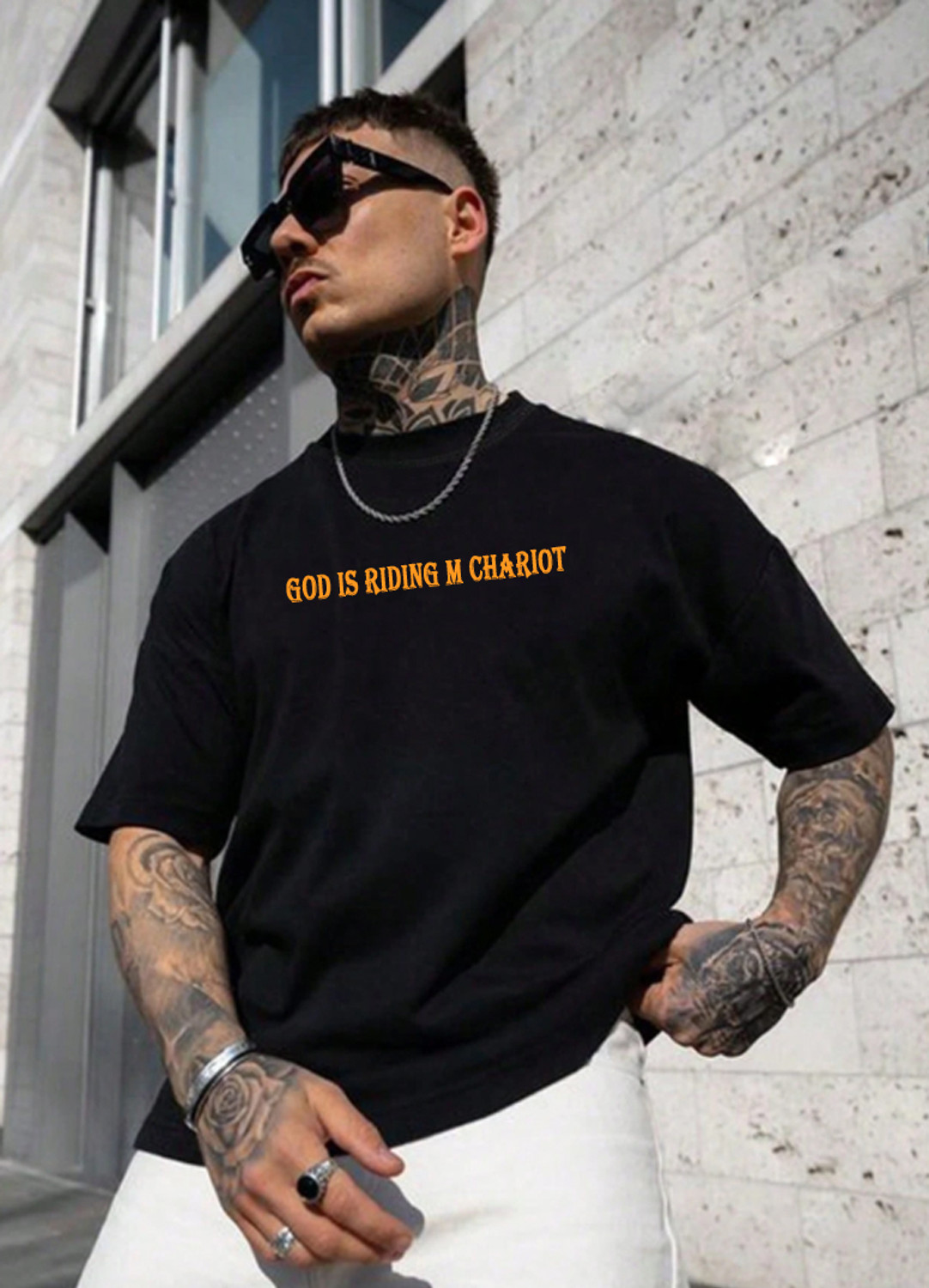 Image of PARA HILLS Graphic Print Men Round Neck Black T-Shirt