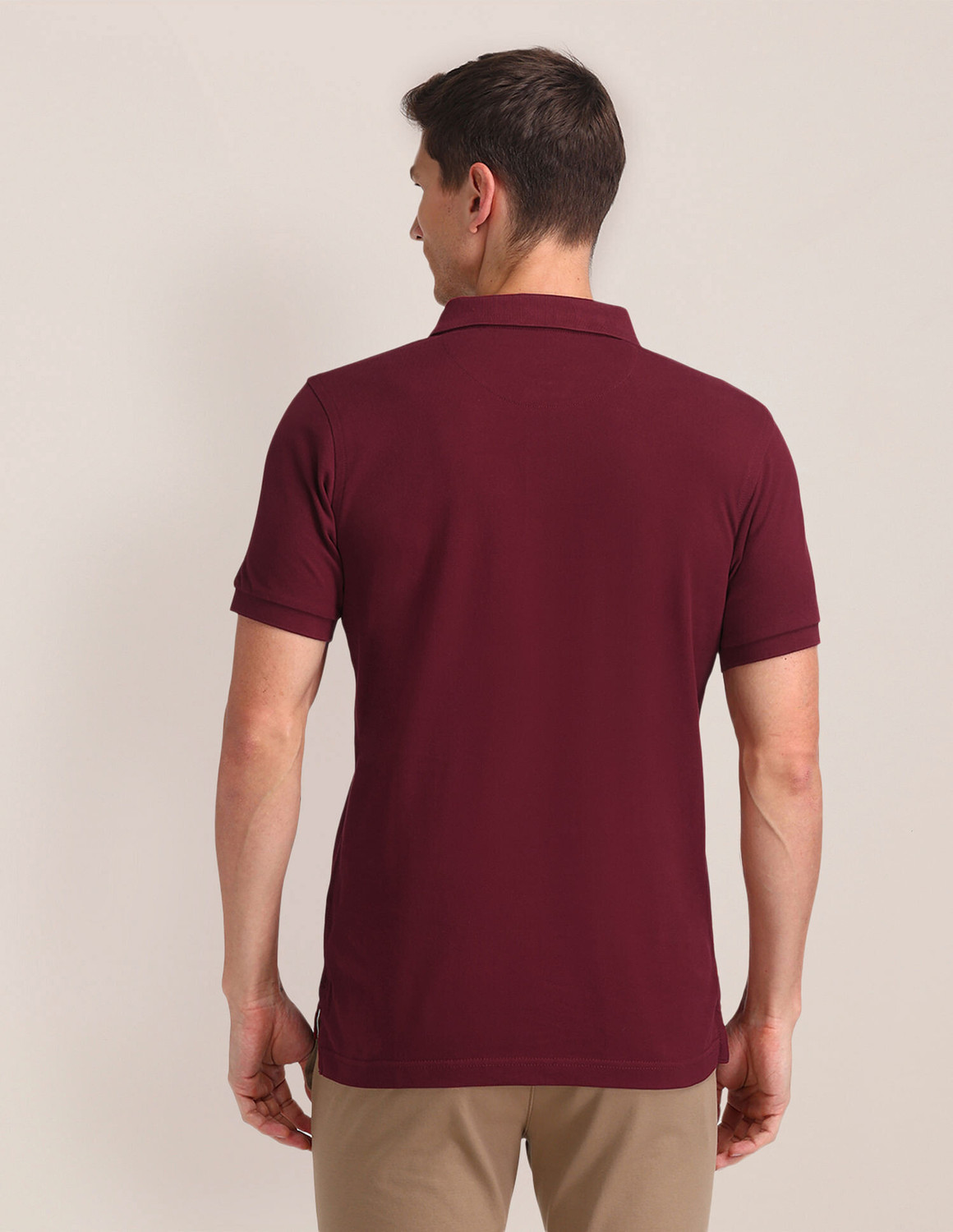 Image of U.S. POLO ASSN. Printed Men Polo Neck Maroon T-Shirt