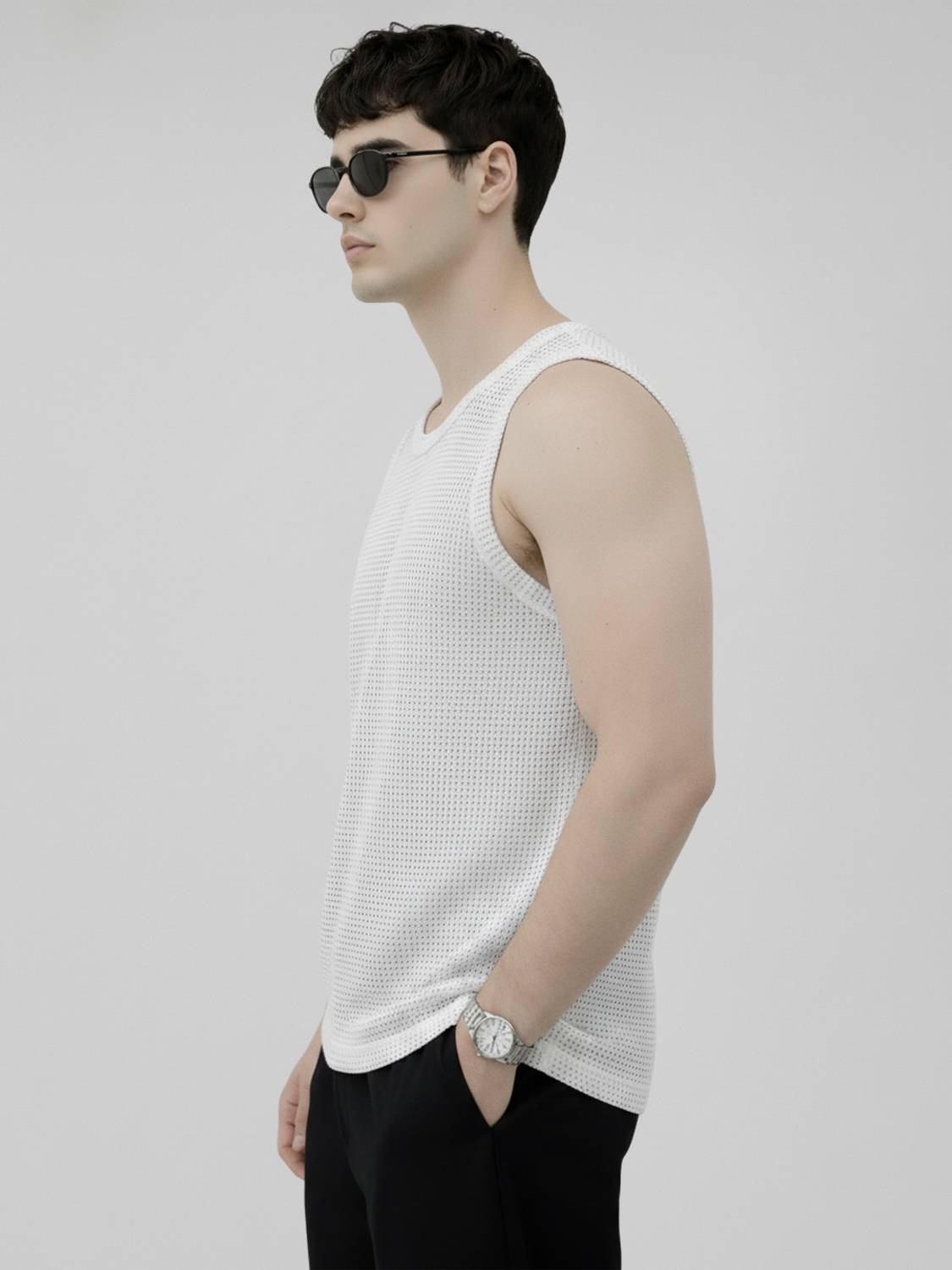 Fashion Youth Men White Round Neck T-Shirt - Image 3