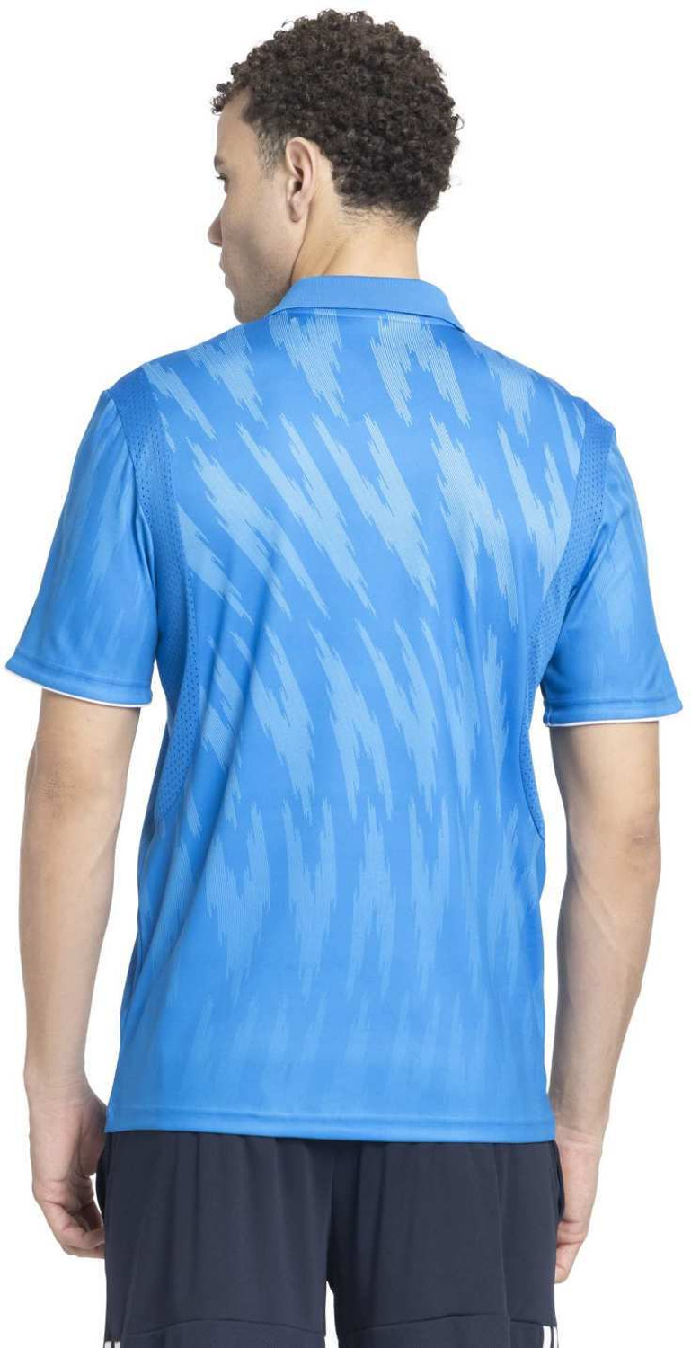 Image of ADIDAS Printed Men Hooded Neck Blue T-Shirt