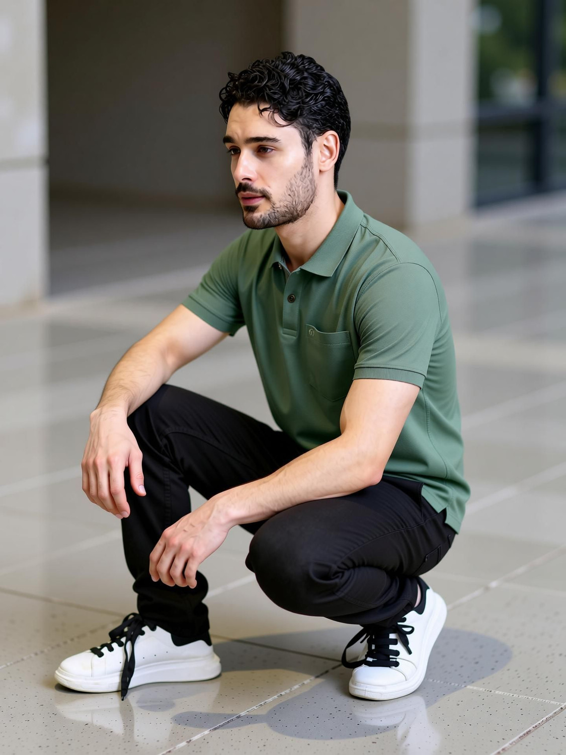 Image of Triptee Solid Men Polo Neck Light Green T-Shirt