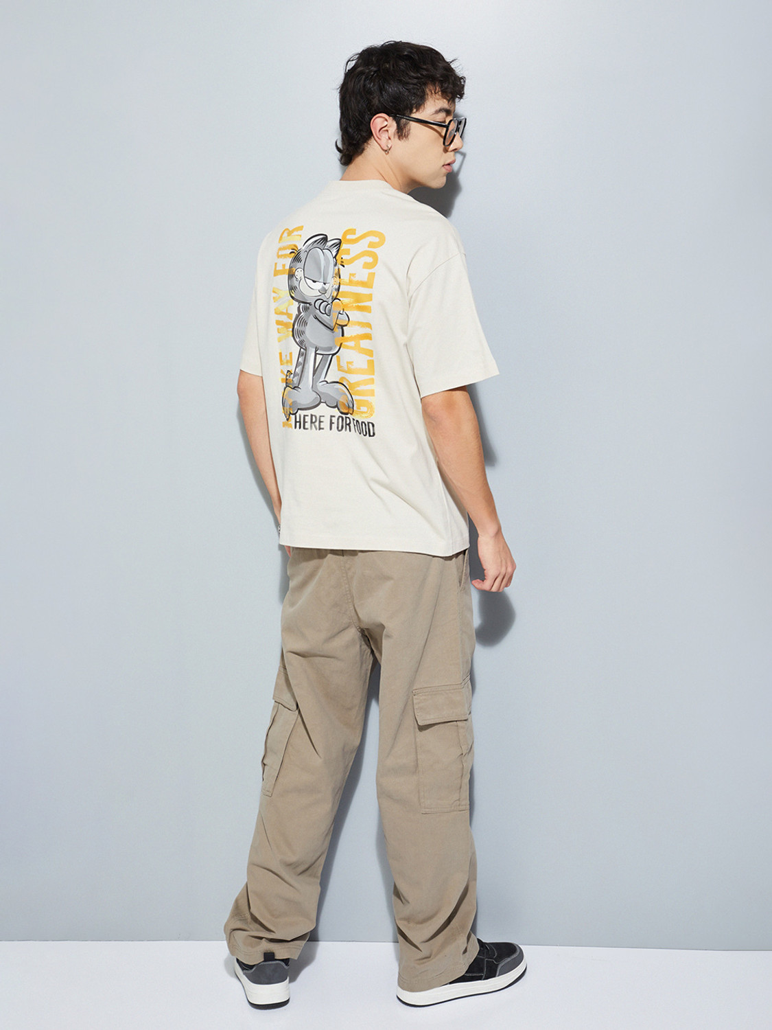 Image of MAX Printed Men Round Neck Beige T-Shirt
