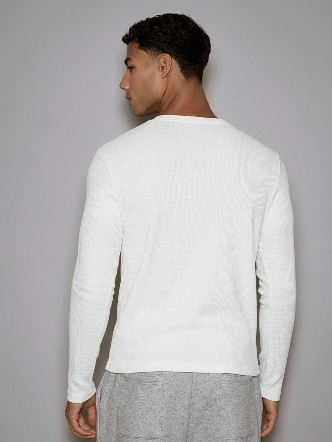 Image of The Modern Soul Solid Men Henley Neck White T-Shirt