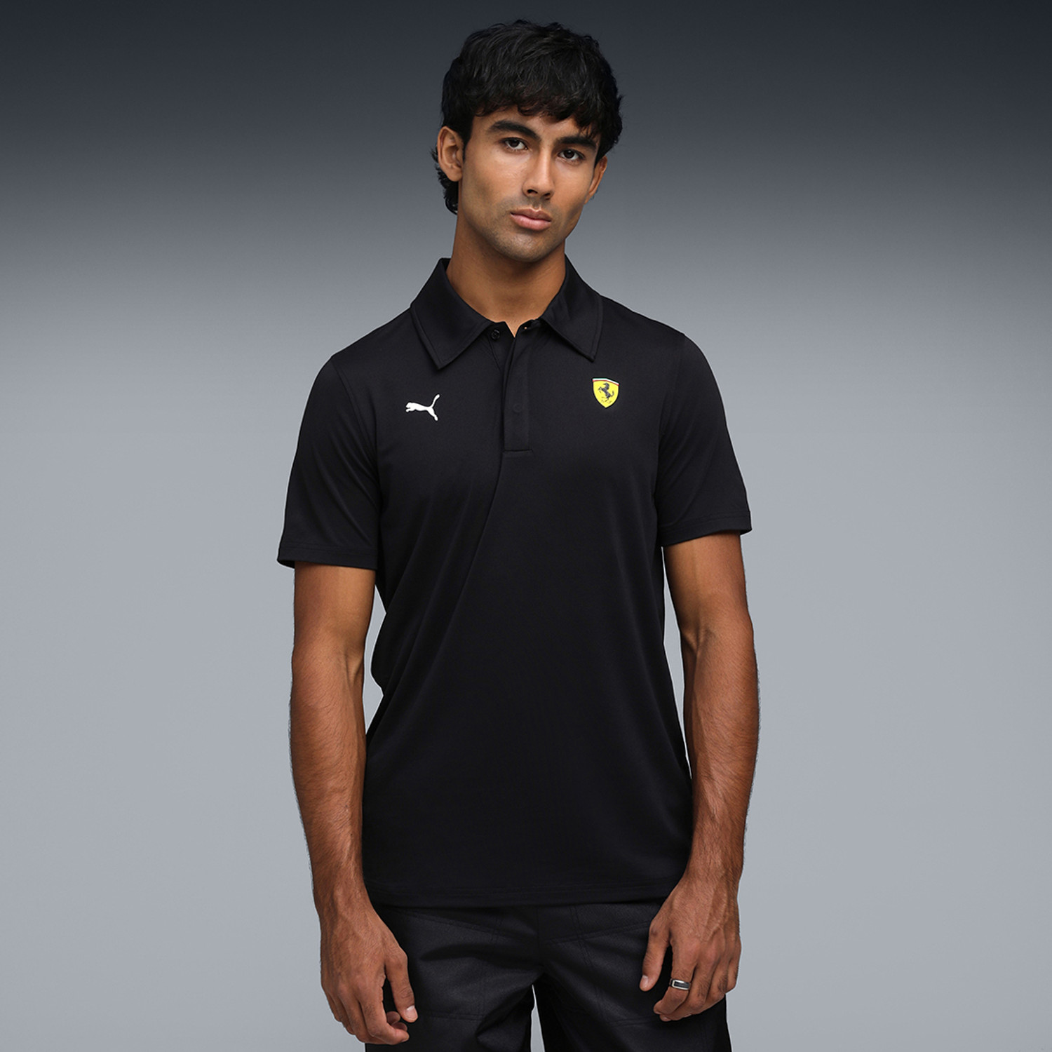 Image of PUMA Solid Men Polo Neck Black T-Shirt