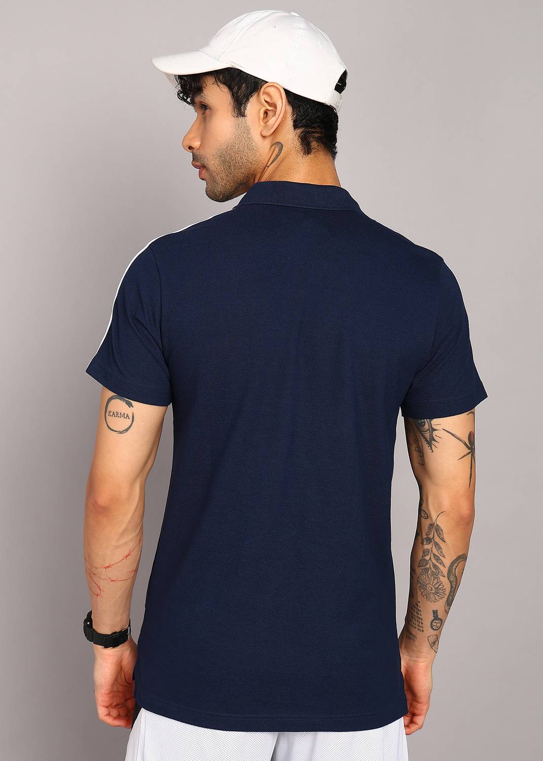 ADIDAS Men Blue Polo Neck T-Shirt - Image 4