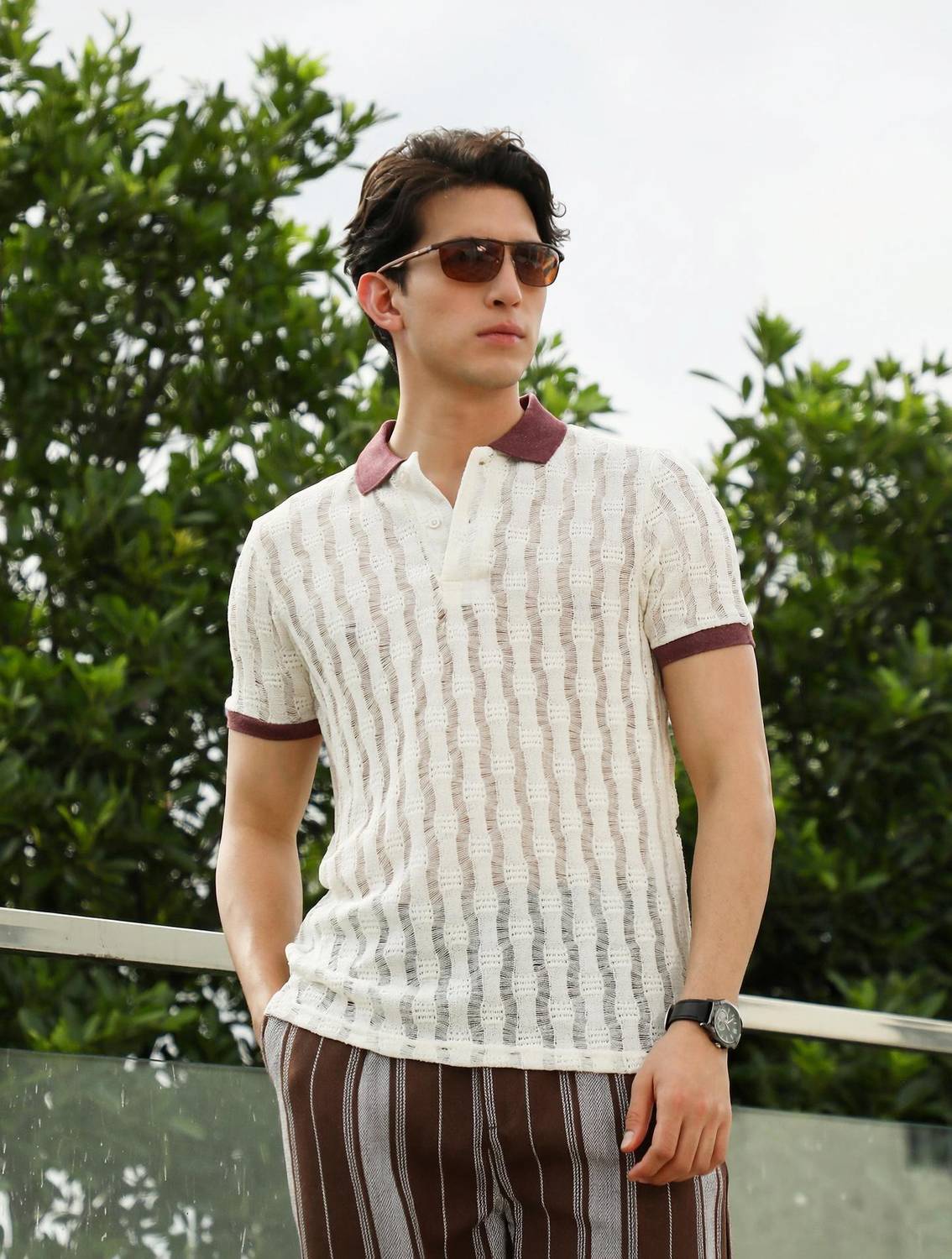 CAHOOT Self Design Men Polo Neck Multicolor T-Shirt