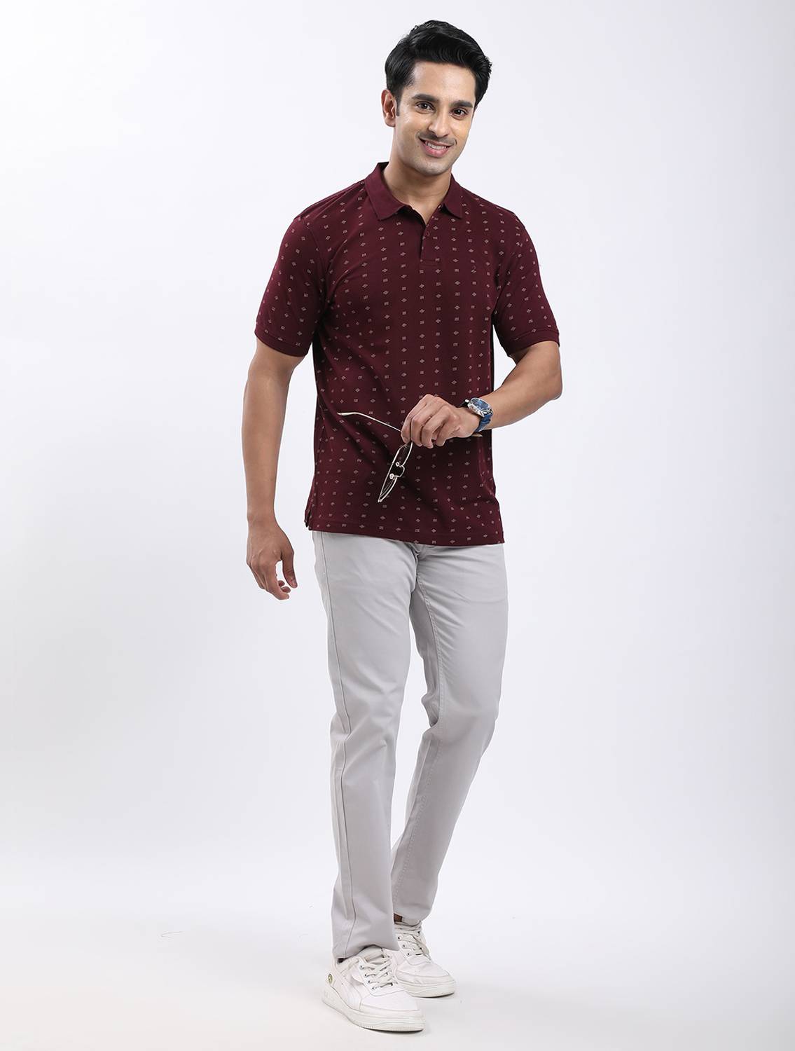 Indian Terrain Men Polo Neck Maroon T-Shirt - Image 4